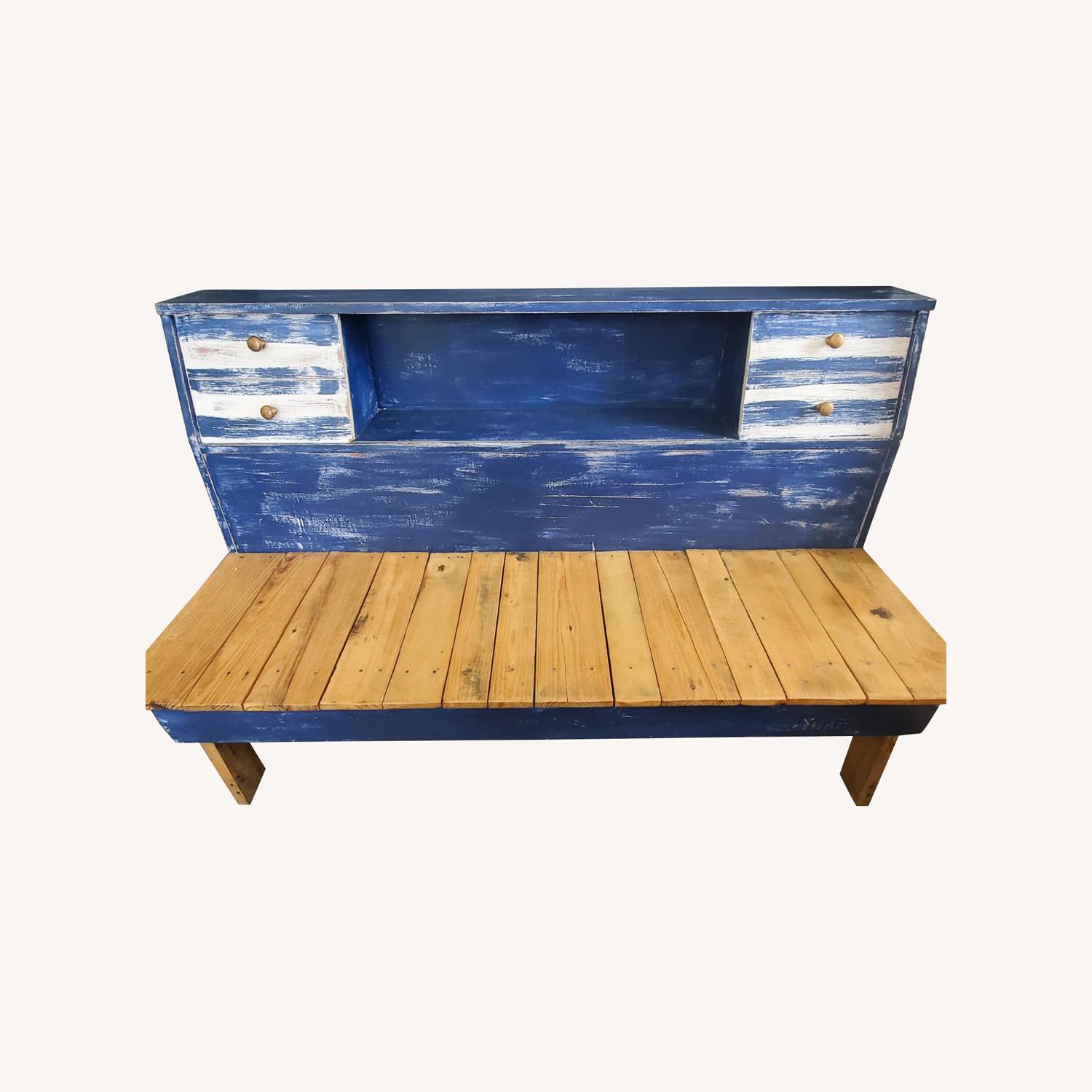 Sturdy Handmade Rustic Wood Bench with Shelf - image-0