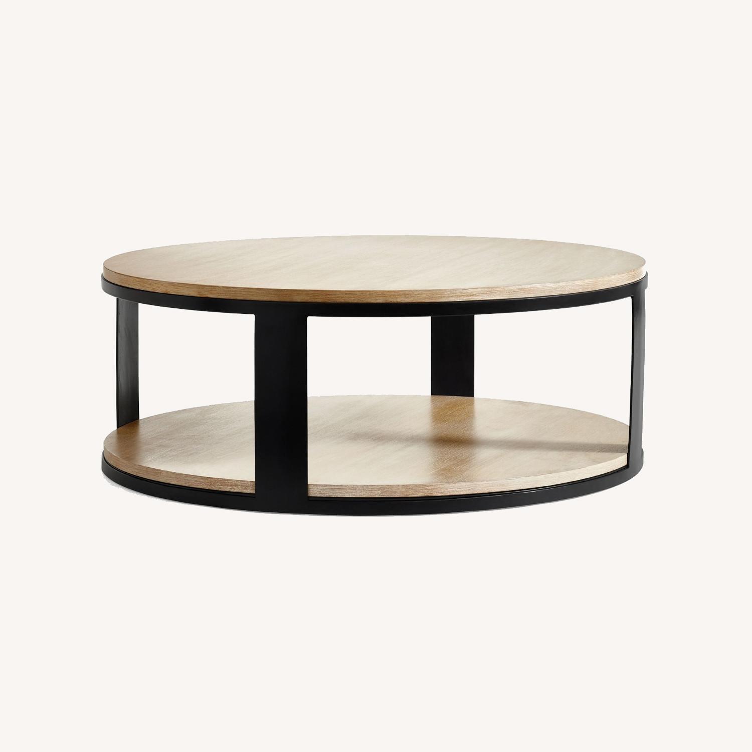 Pottery Barn Cayman Round Wood & Metal Coffee Table - image-0