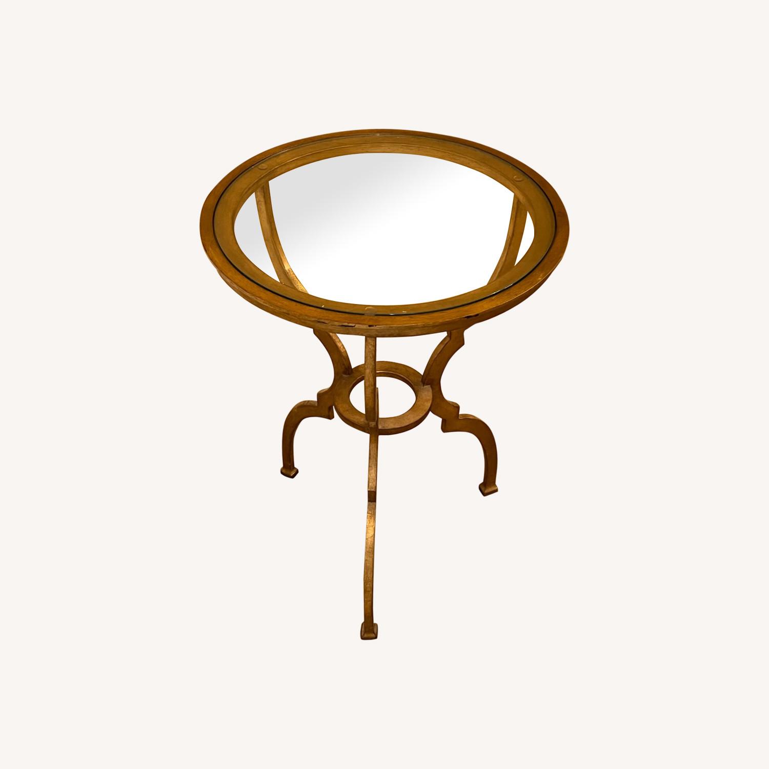 Ethan Allen Steel and Glass Round Accent Table - image-0