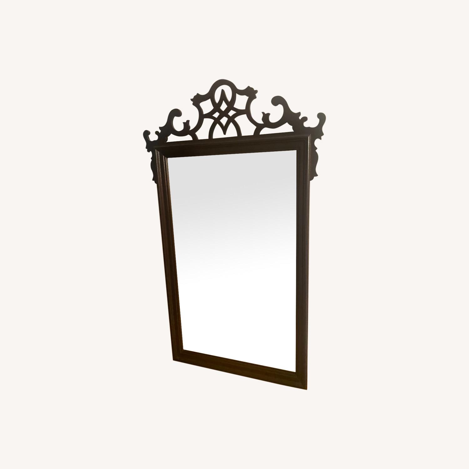 Vintage Deco Floral Carved Wood Frame Mirror - image-0