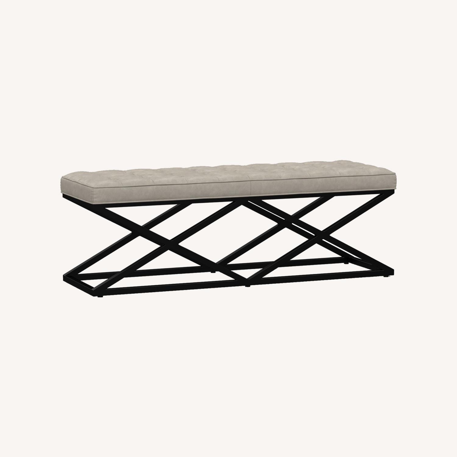 Pottery Barn Kirkham Tufted Leather Bench - image-0