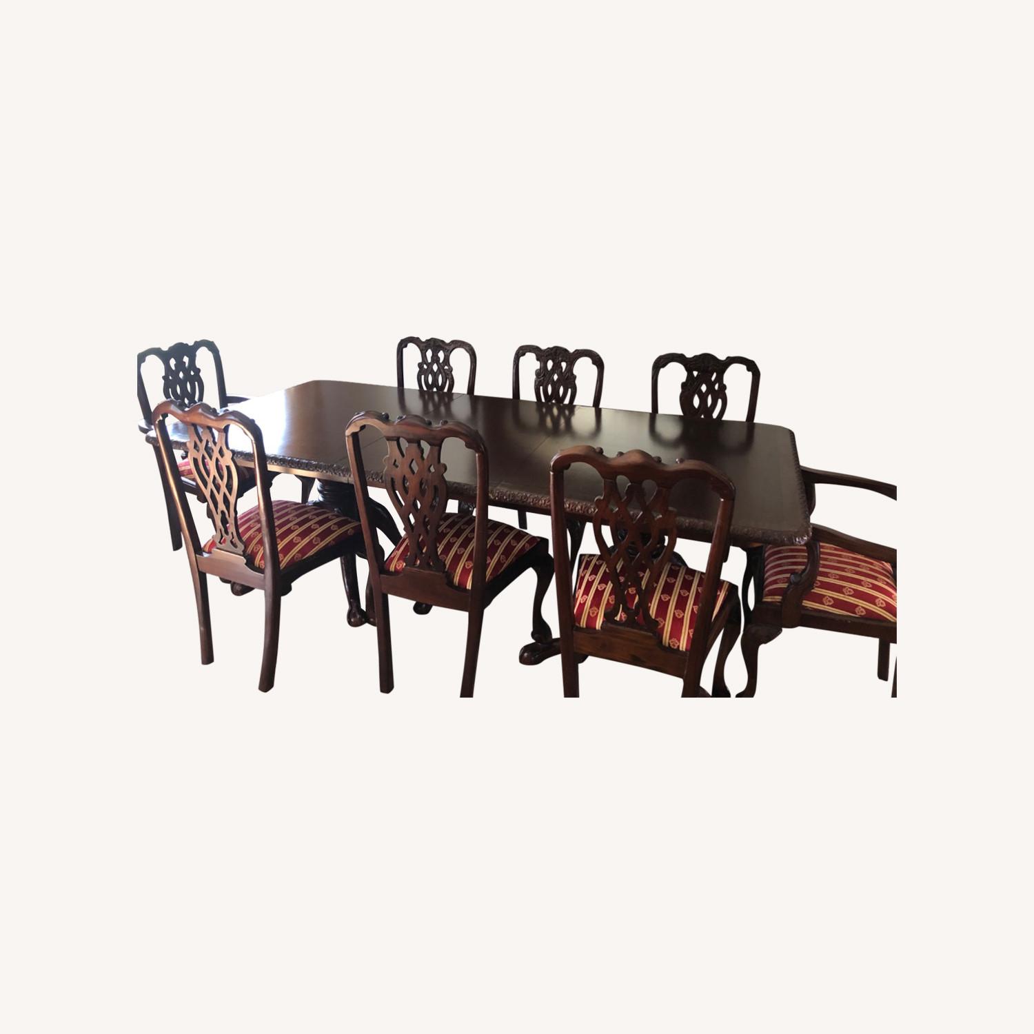 Mahogany Pedestal Dining Table Set - image-0