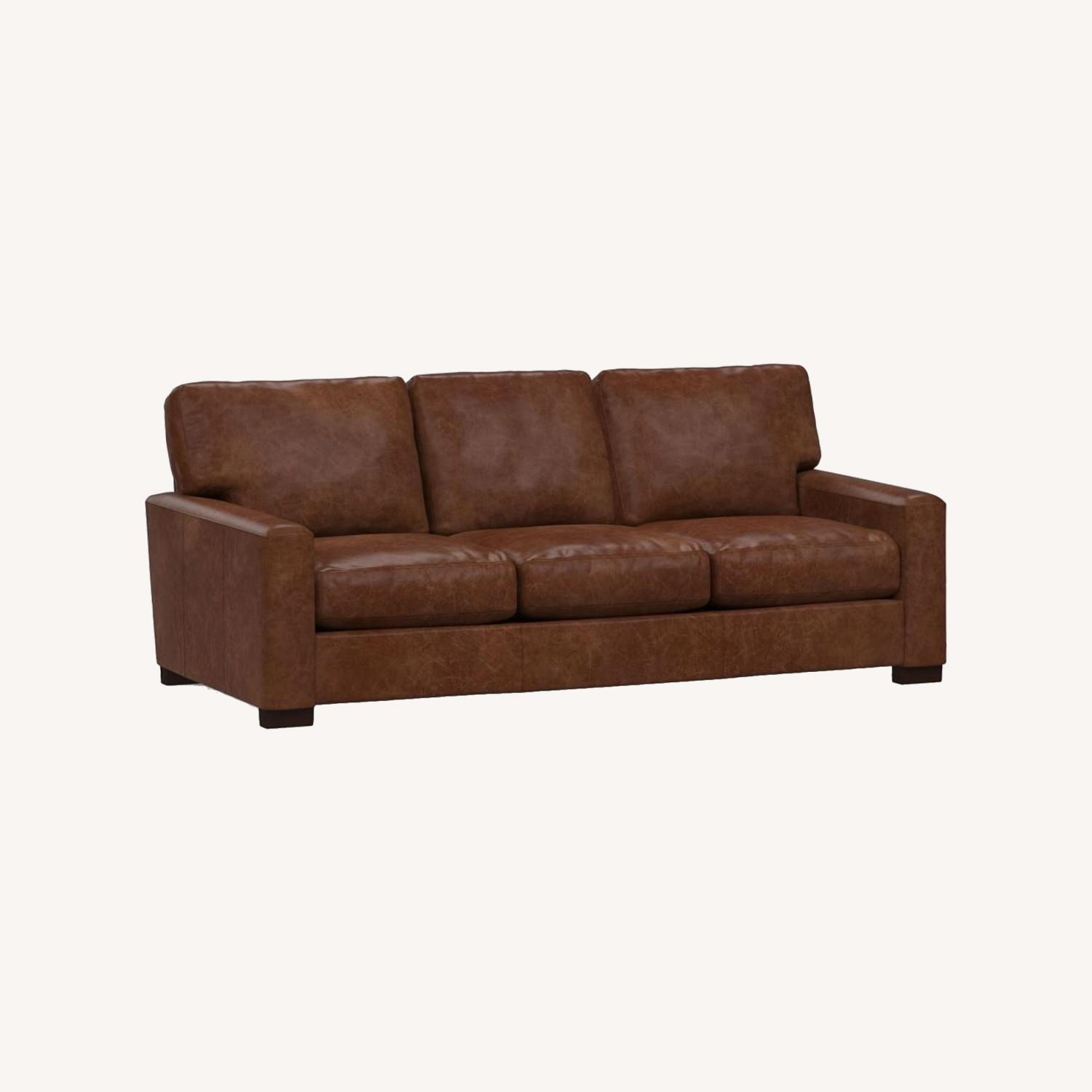 Pottery Barn Turner Square Arm Leather Sofa 3Seater AptDeco