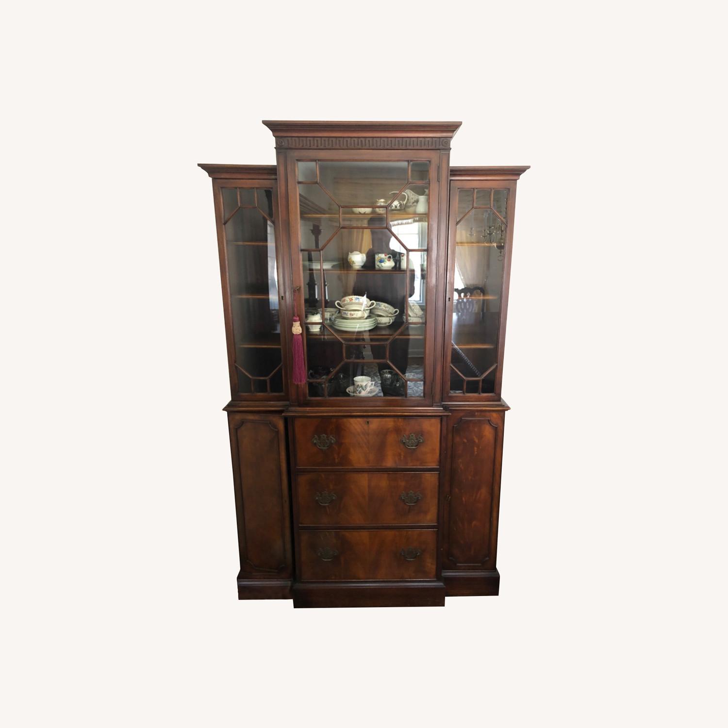 Mahogany Chippendale Style Secretary Breakfront - image-0