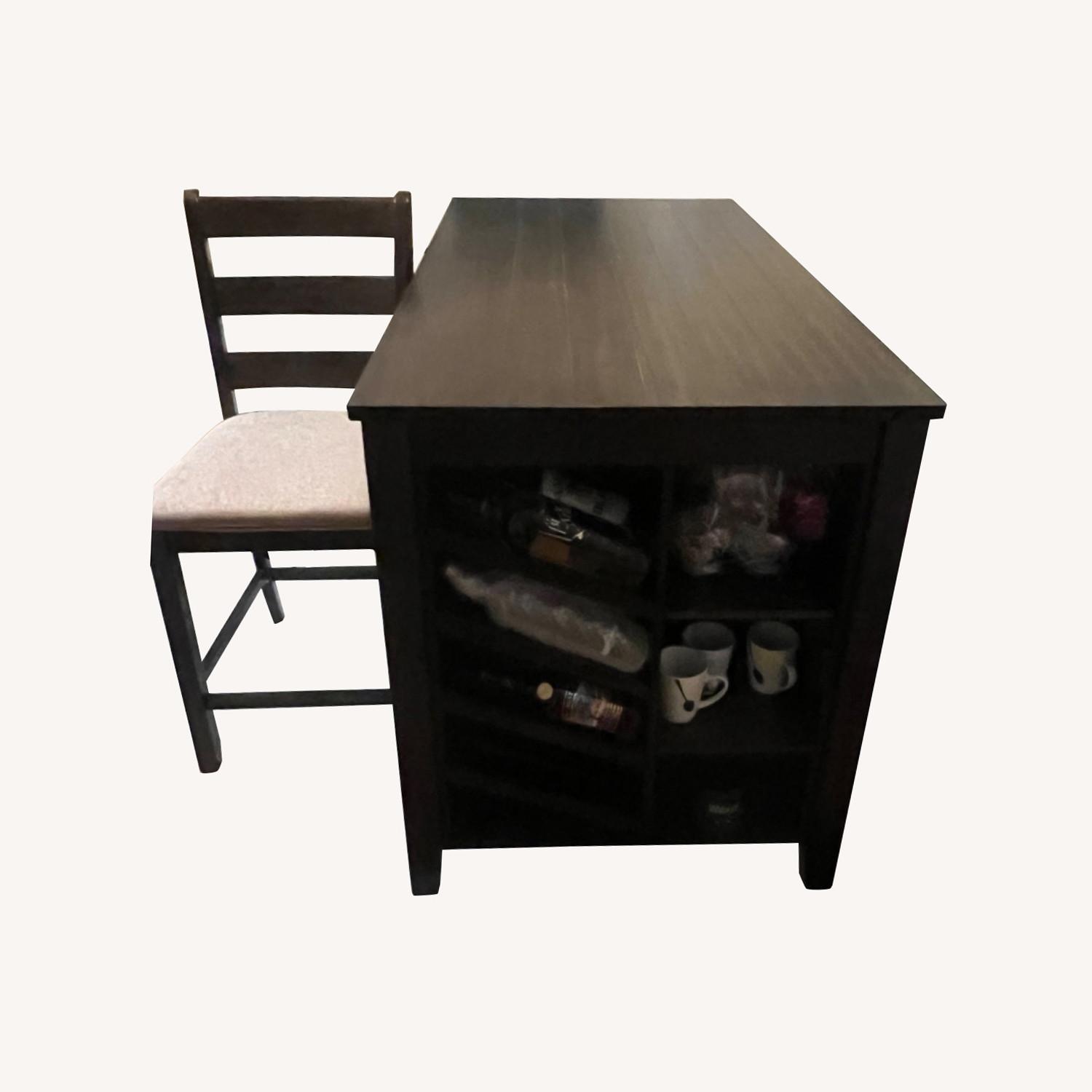 Ashley Rect Counter Table w Storage &4 Bar Stool Chairs - image-0