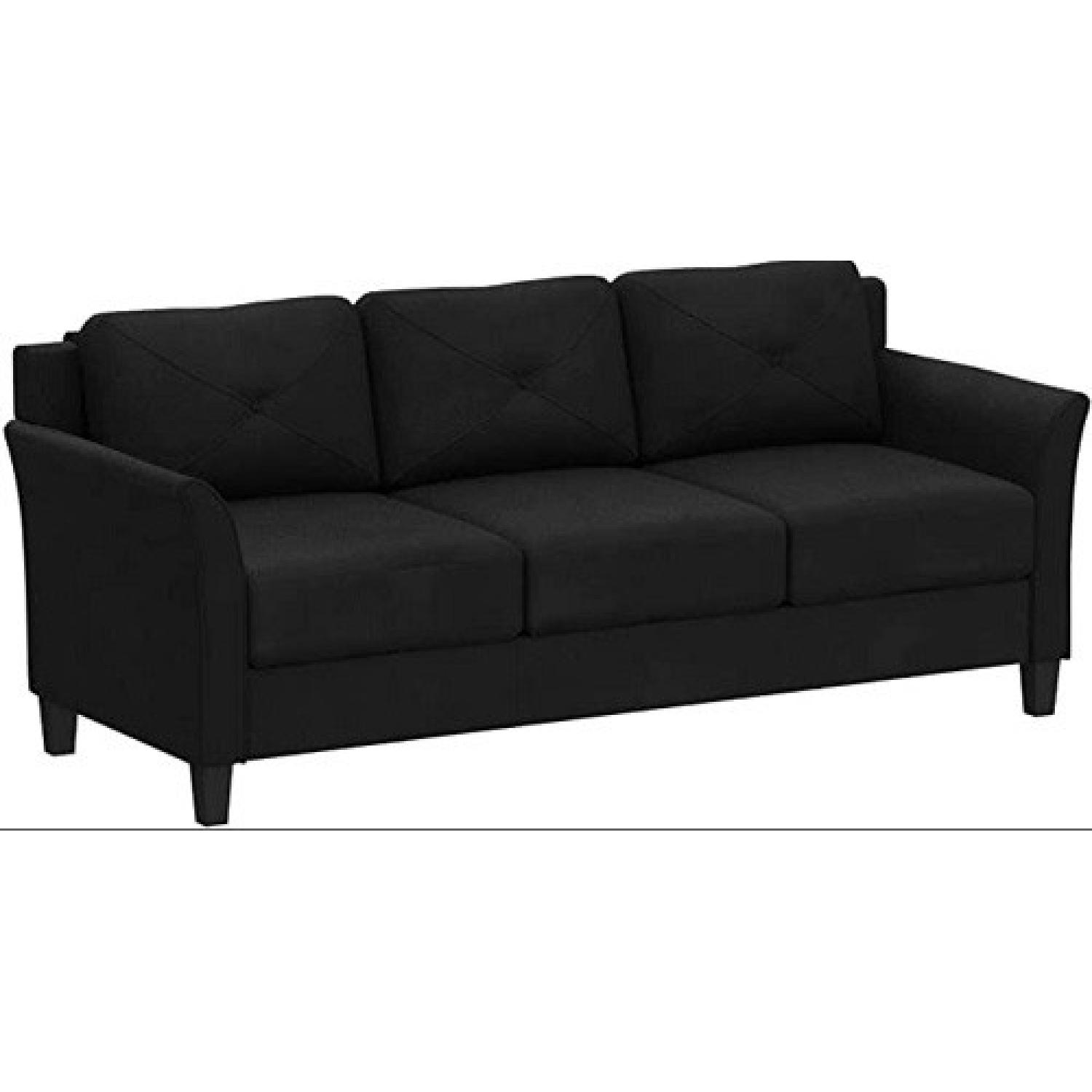 Lifestyle Solutions Black Velvet Couch AptDeco