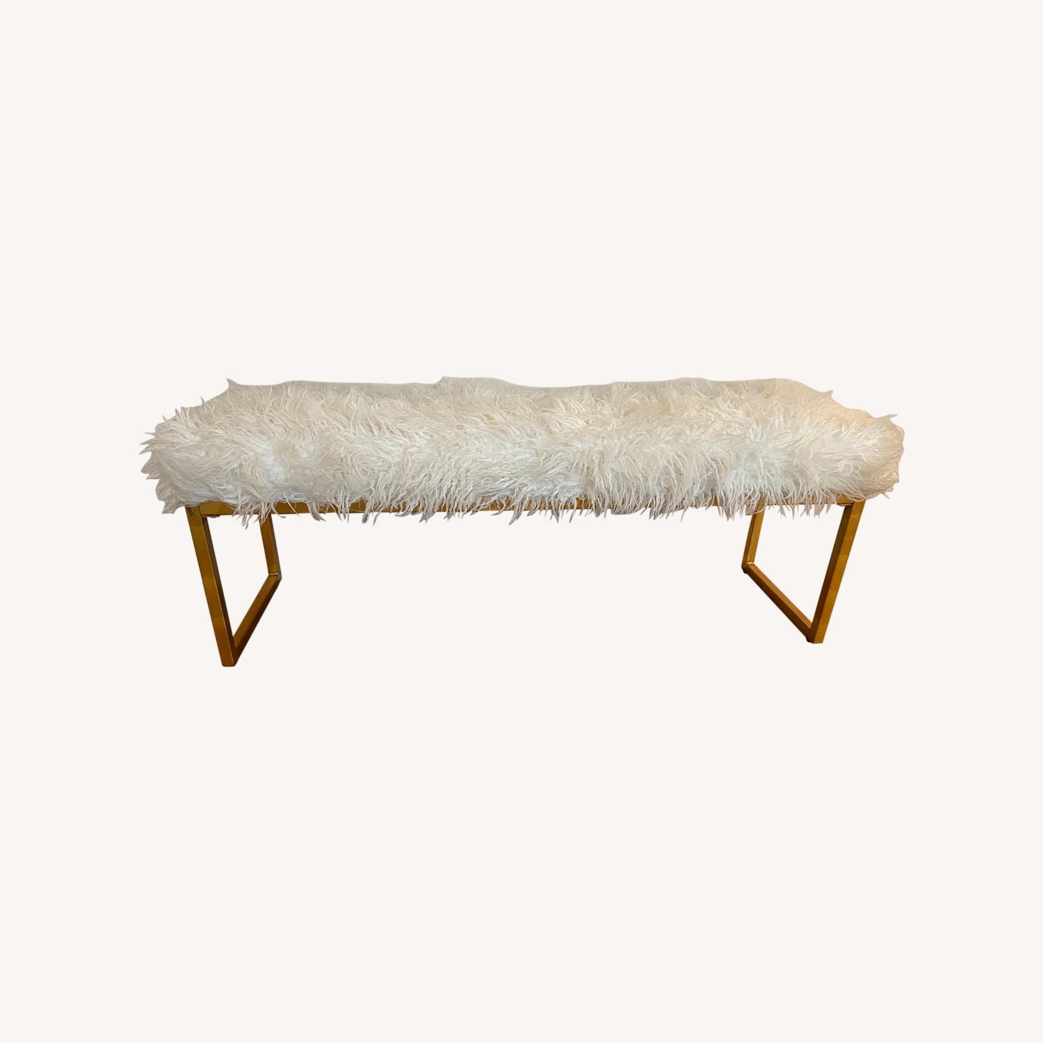 Safavieh Etta Faux Curly Sheepskin Bench - image-0