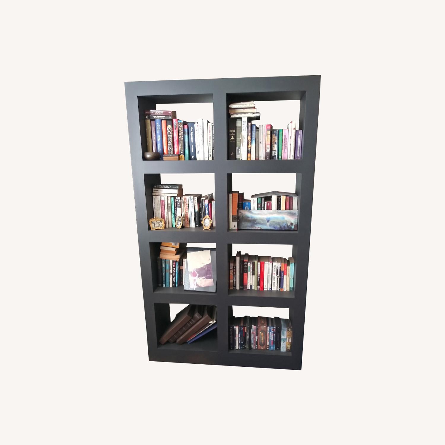 Crate & Barrel Charcoal Grey Metal Cube Bookcase - image-0