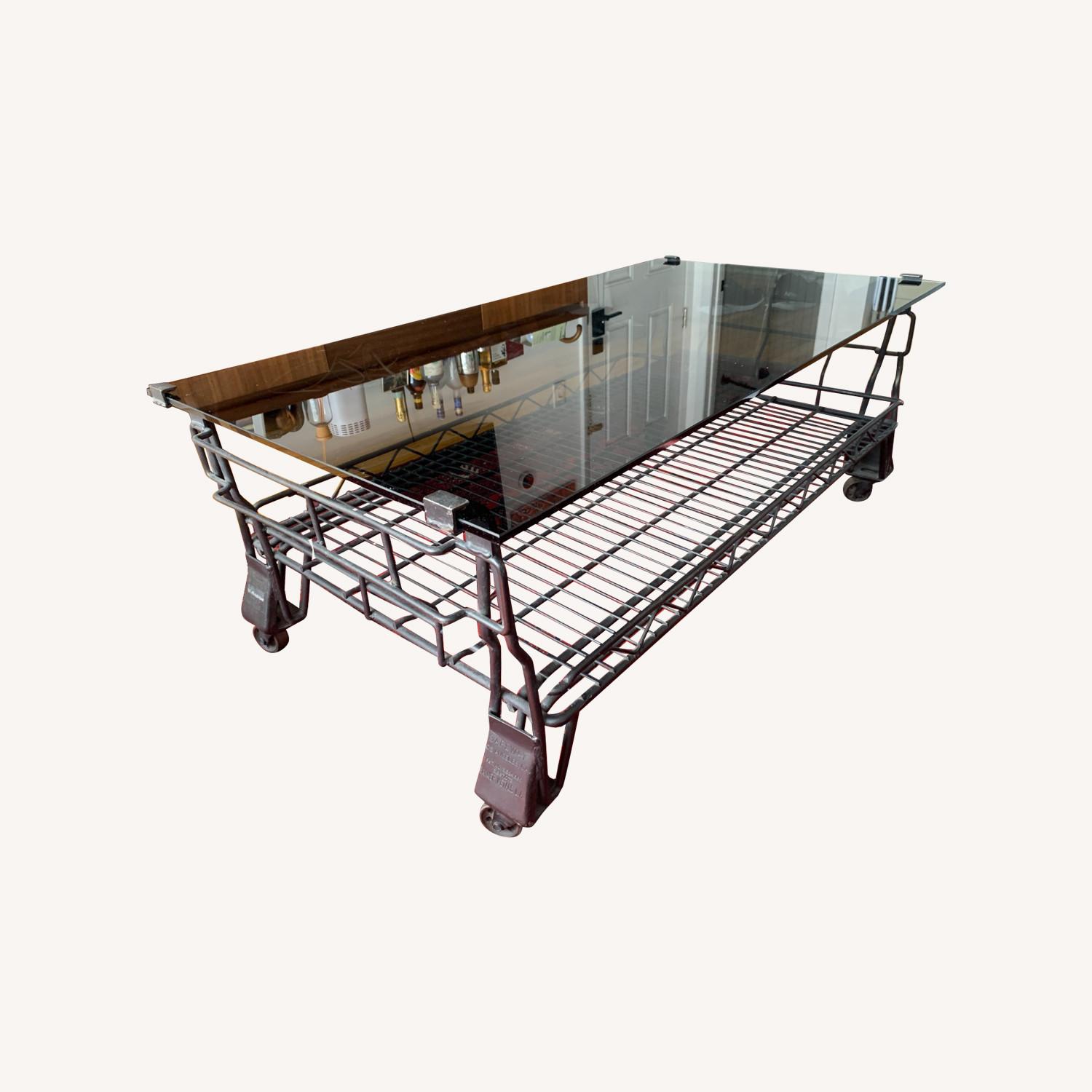 ABC Home Vintage Coffee Table with Black Glass - image-0