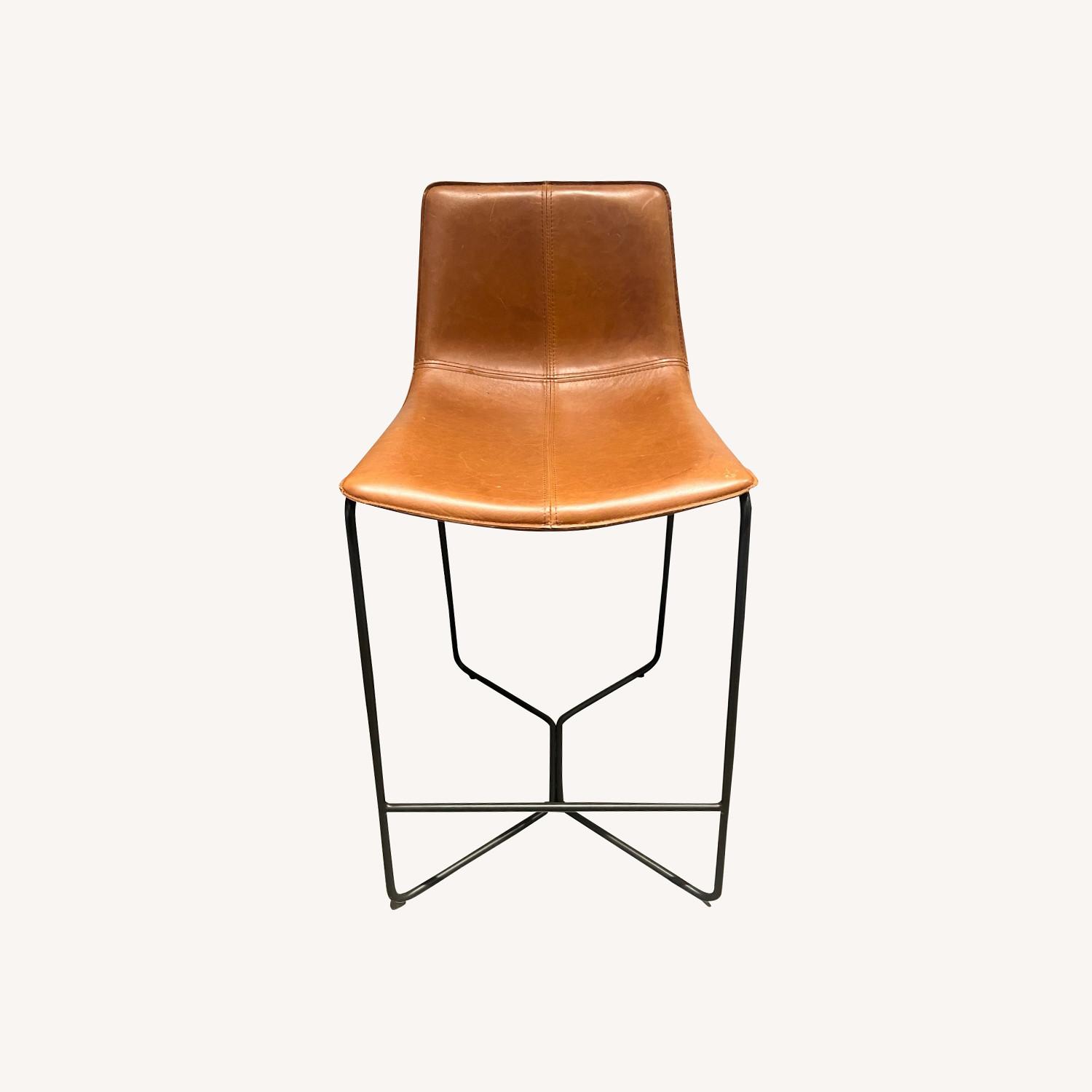 West Elm Leather Bar Stools - image-0