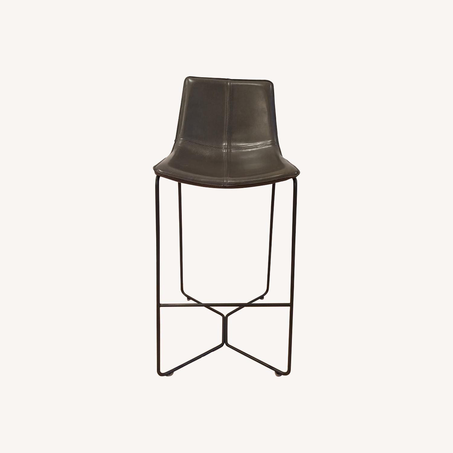 West Elm Slope Leather Bar Stools - image-0