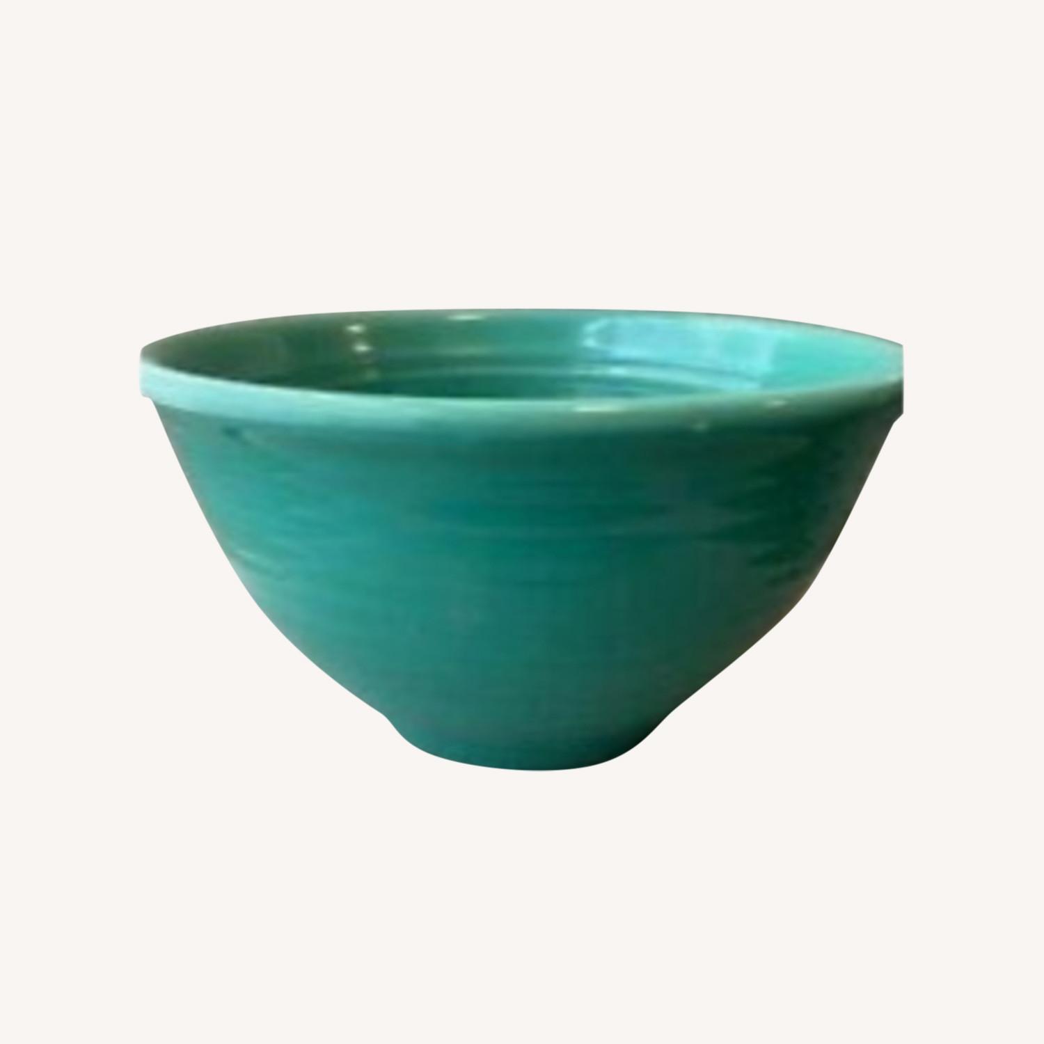 VTG American Pottery Bowl - Large - Turquoise - image-0