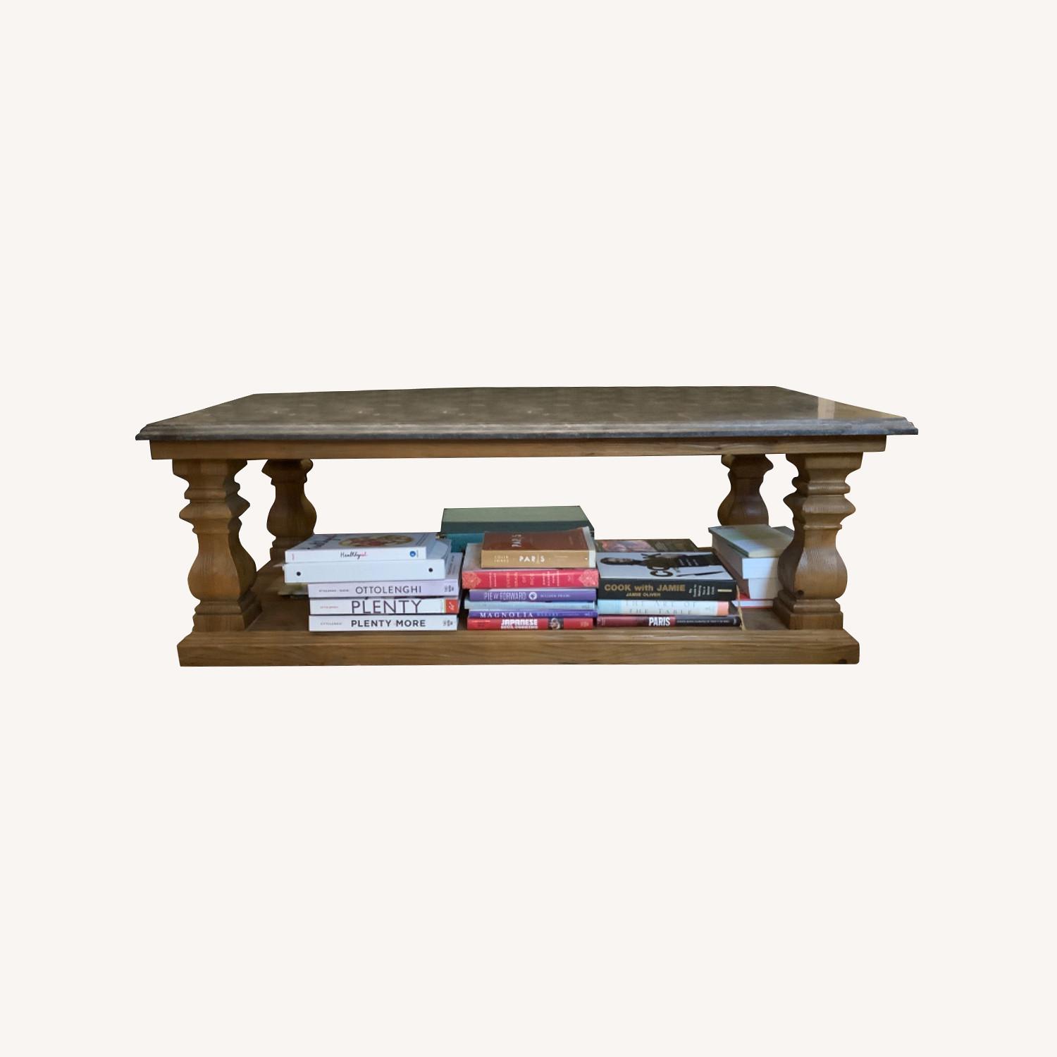 Pottery Barn Dark Blue-gray Stone Top Coffee Table - image-0