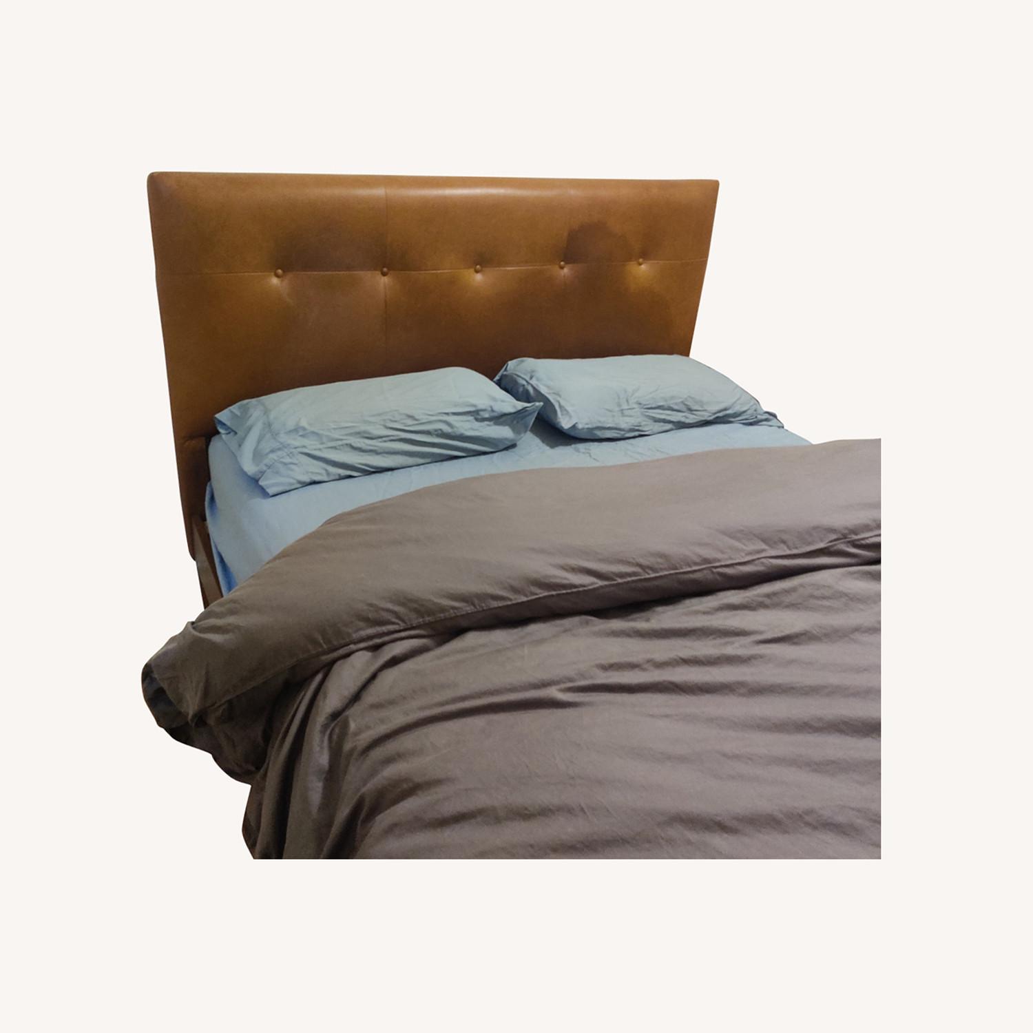 Genuine Leather Tufted Queen Head Board +Bed Frame - image-0