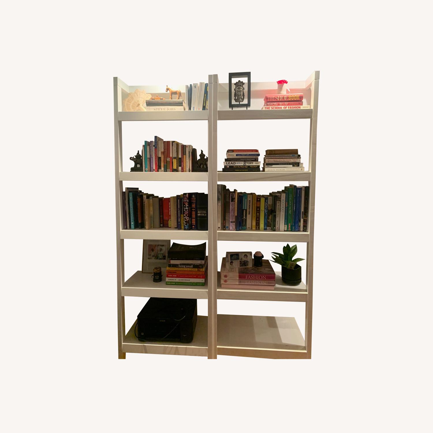 Crate & Barrel Sawyer White Leaning 24.5" Bookcase - image-0