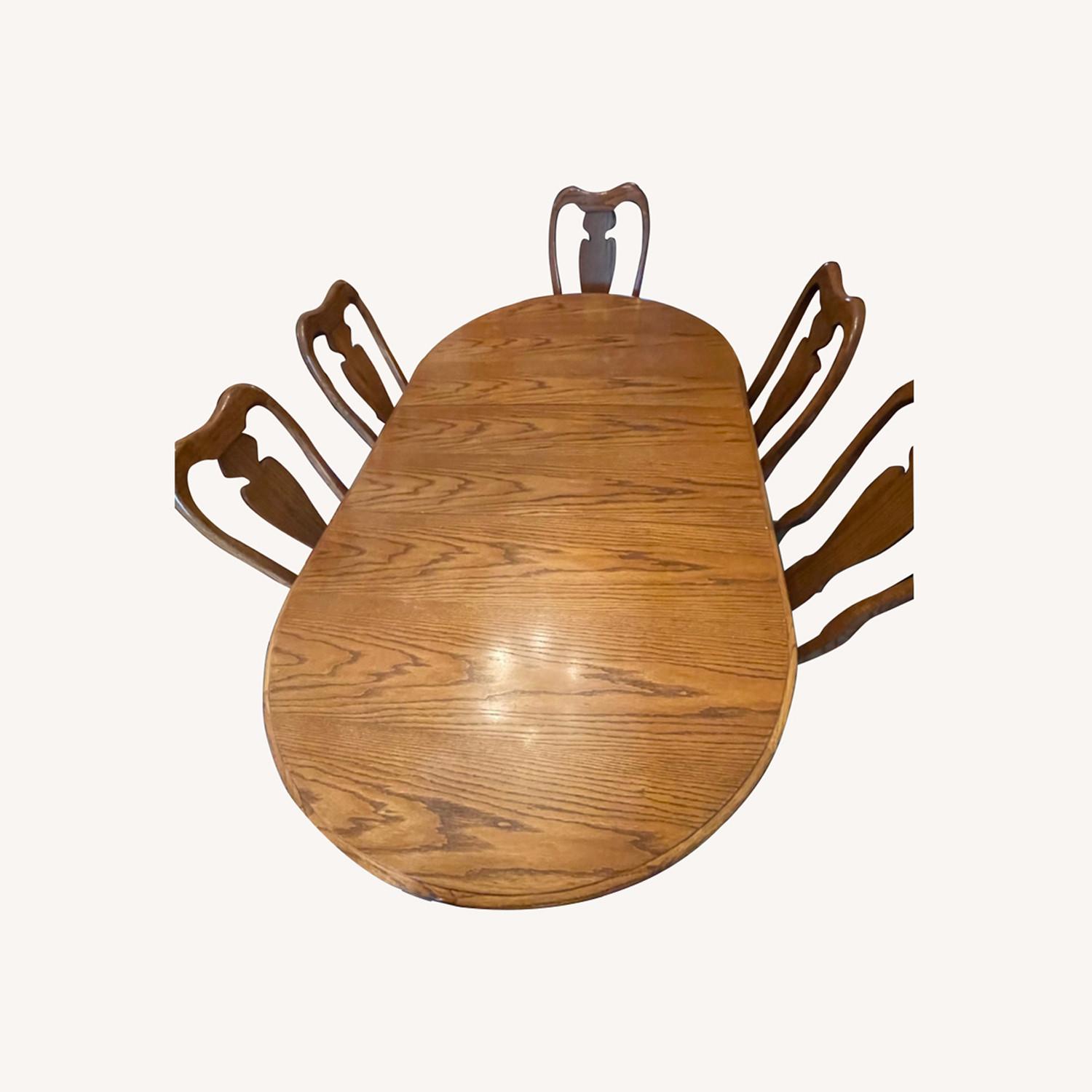 Vintage Oak 6 Chair Dining Set - image-0