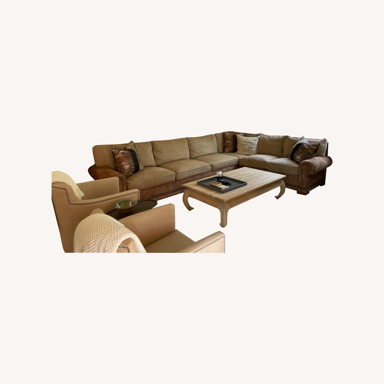 Custom Chenille and Ultra Suede Sectional Sofa - image-0
