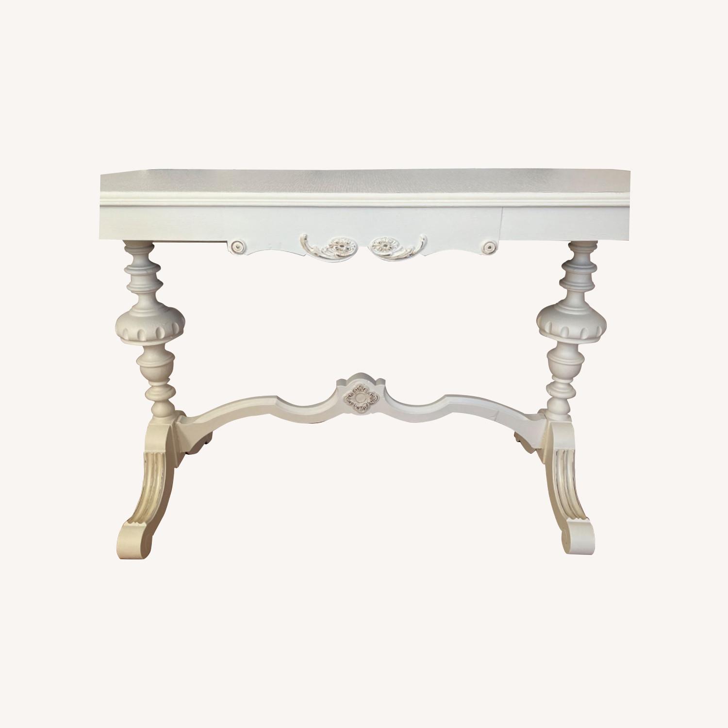 Antique Painted White Console Table - image-0