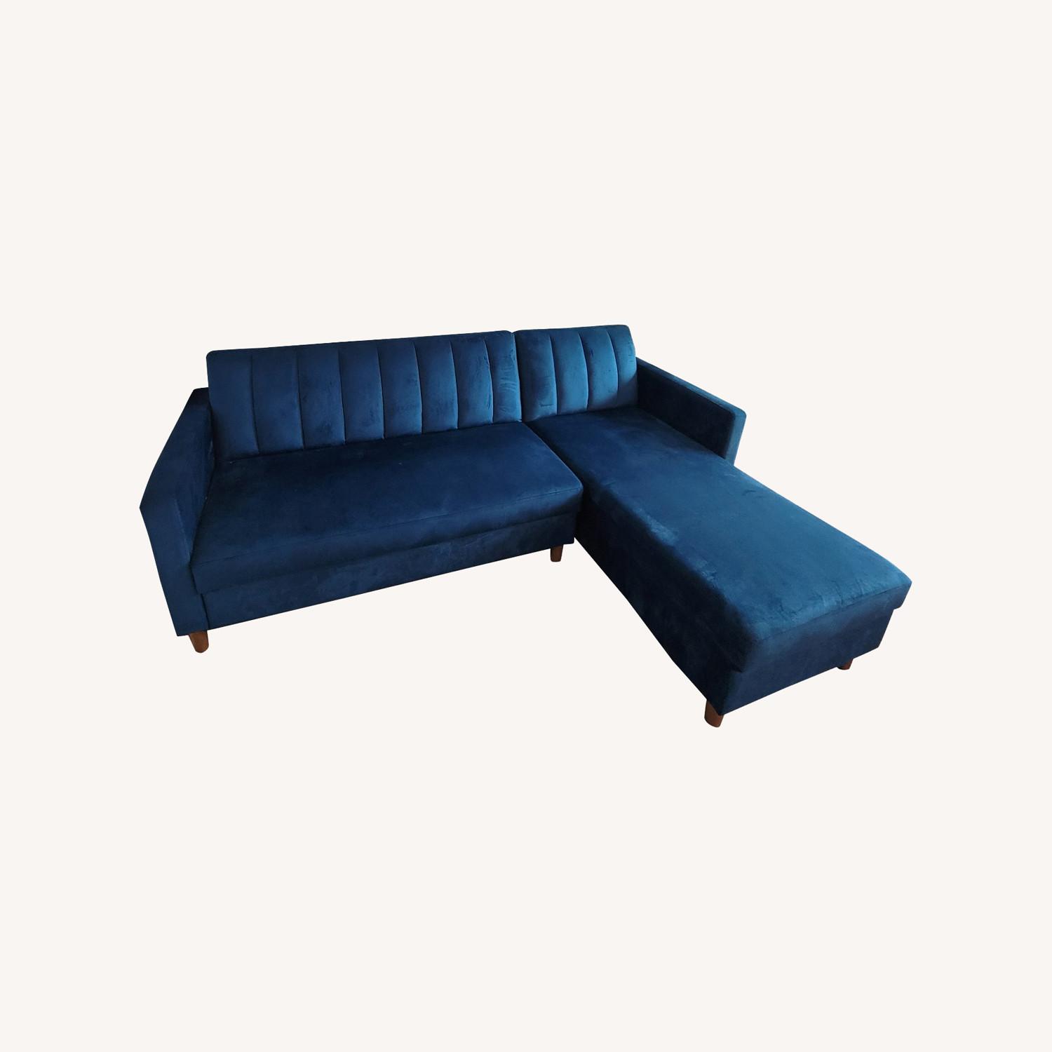 Wayfair Storage Sectional Futon with Chaise AptDeco
