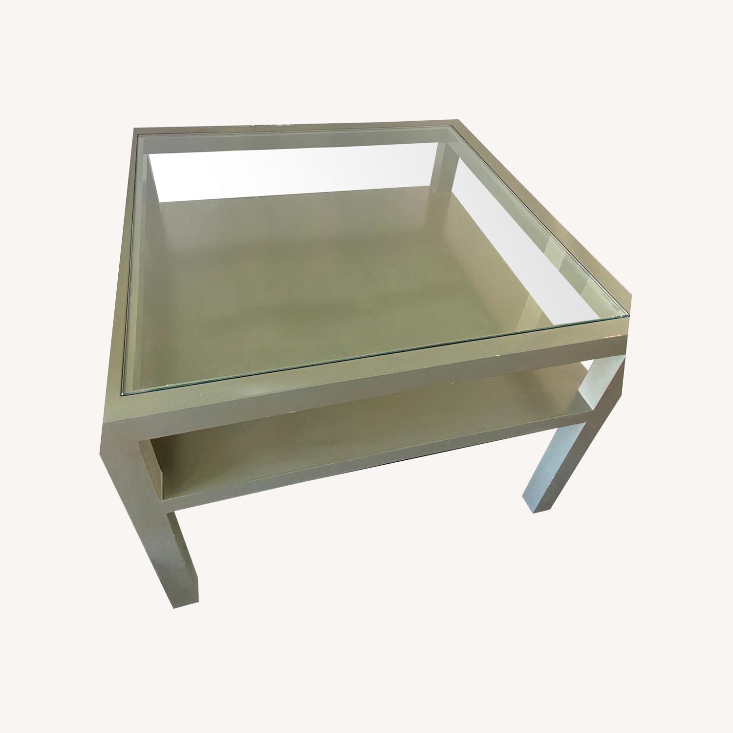 Large Wood & Glass Coffee Table End Table AptDeco