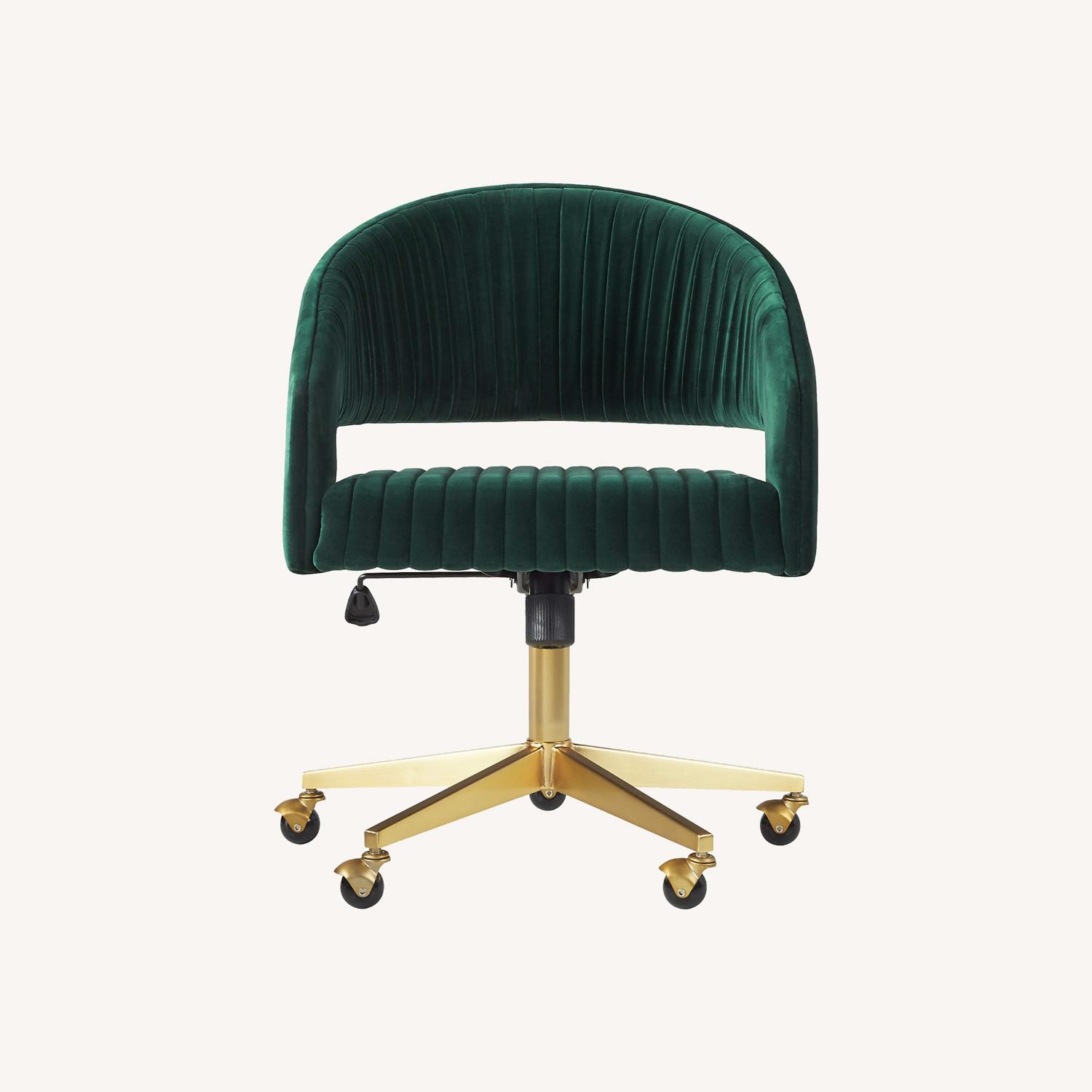 CB2 Channel Green Velvet Office Chair - image-0