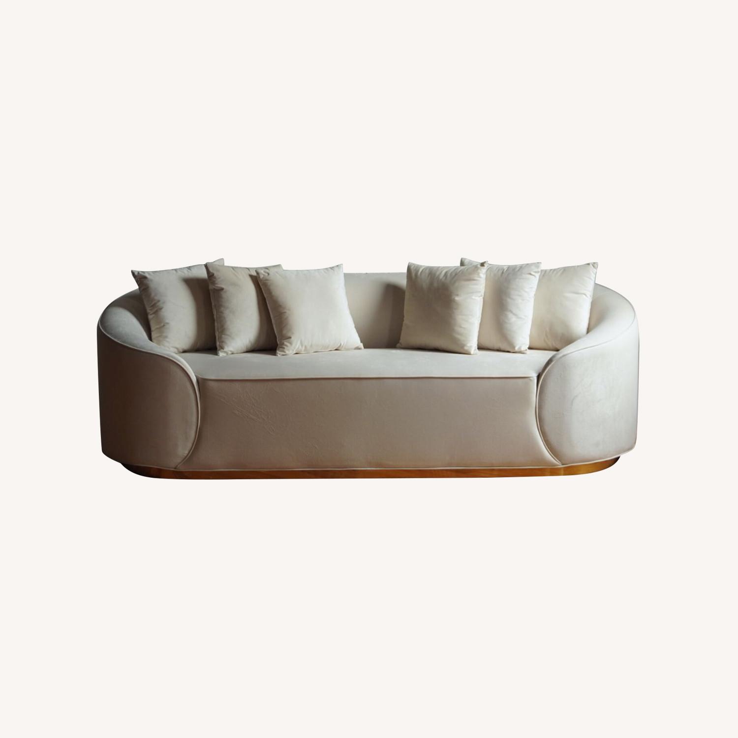 Modern Sofa in Ivory Velvet - image-4