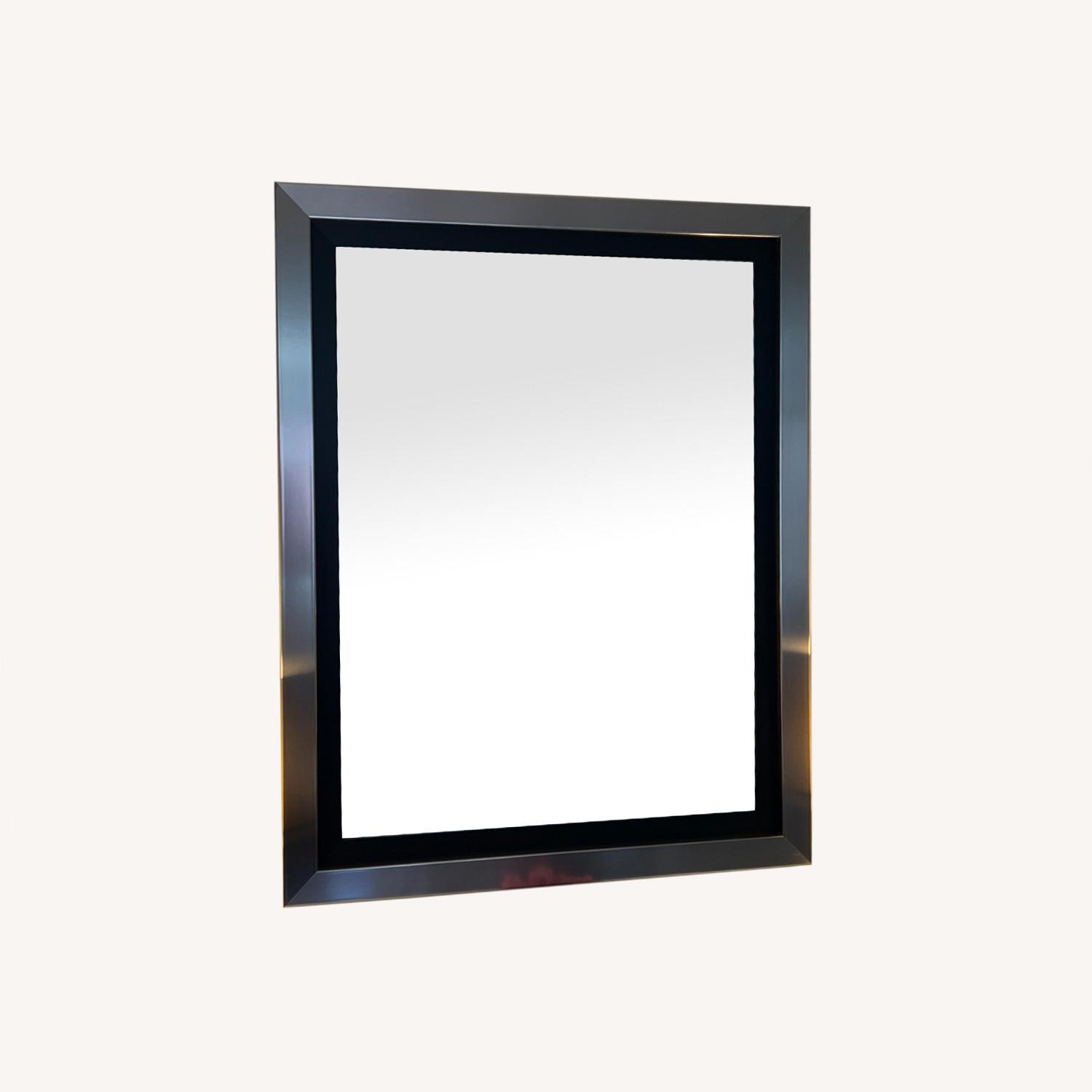 Brushed Nickel Silver and Satin Black Wall Mirror - image-0