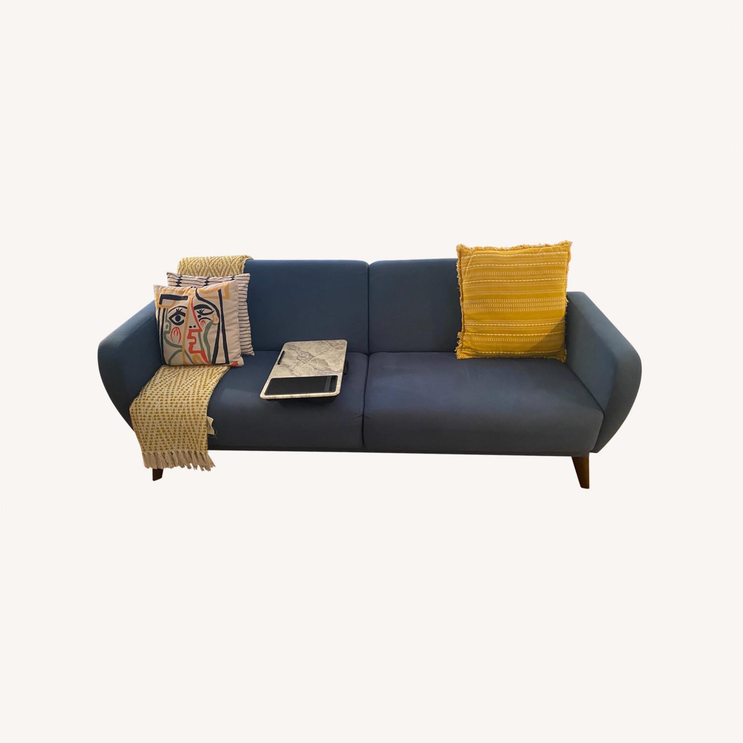 Cosy Blue Upholstered Sleeper Sofa - image-0