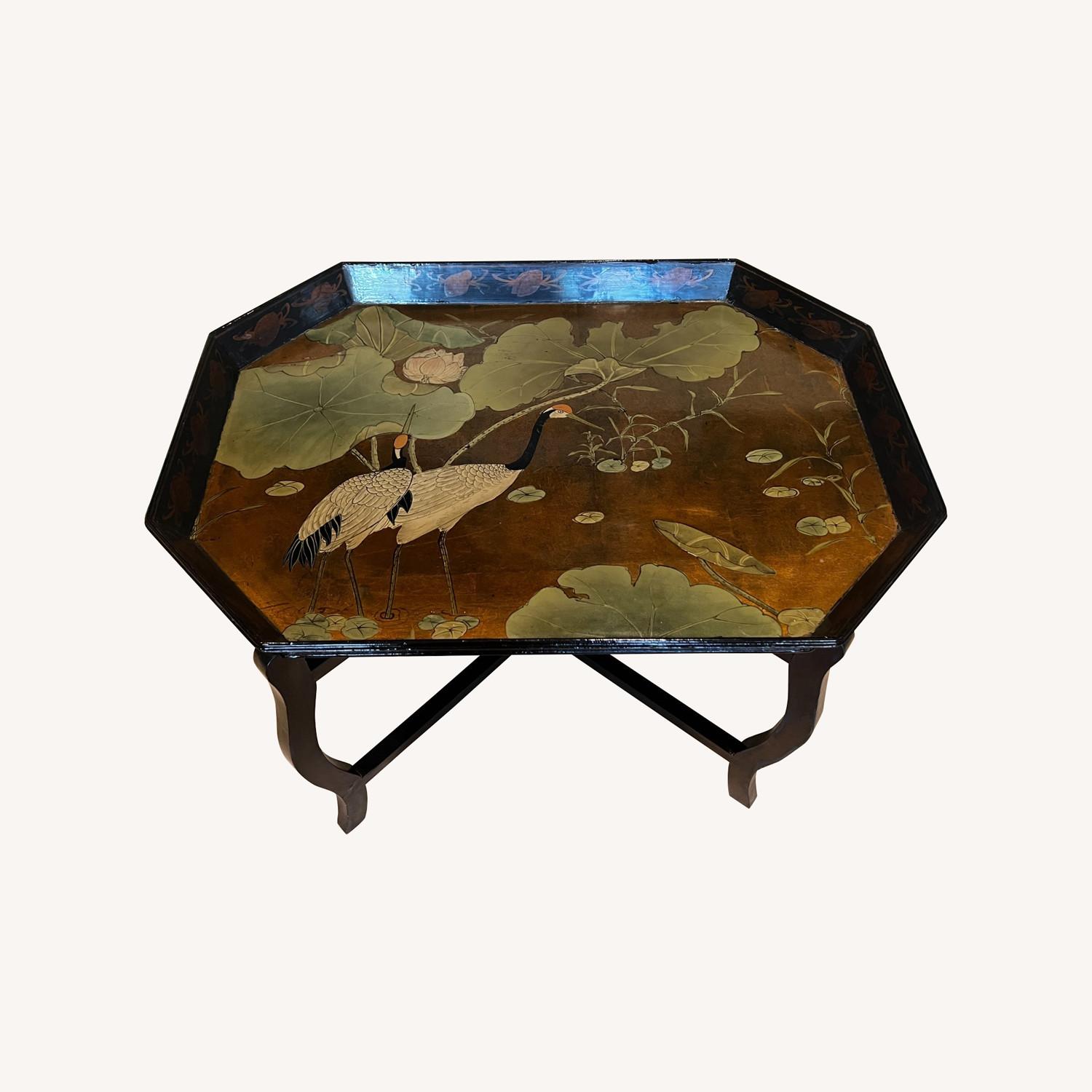 Black Lacquer Chinese Folding Campaign Table - image-0