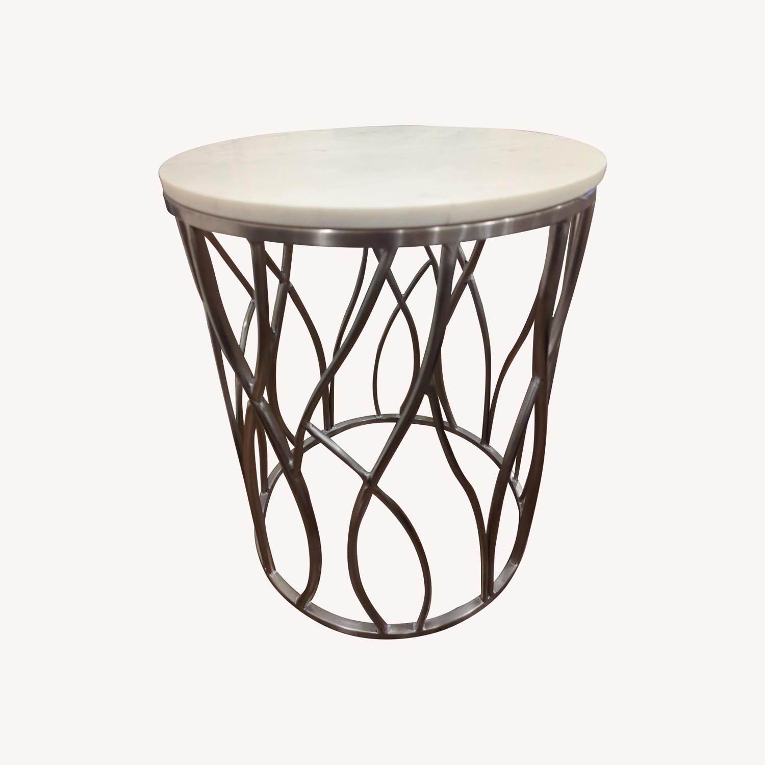 Raymour & Flanigan Round Marble Side Table - image-0