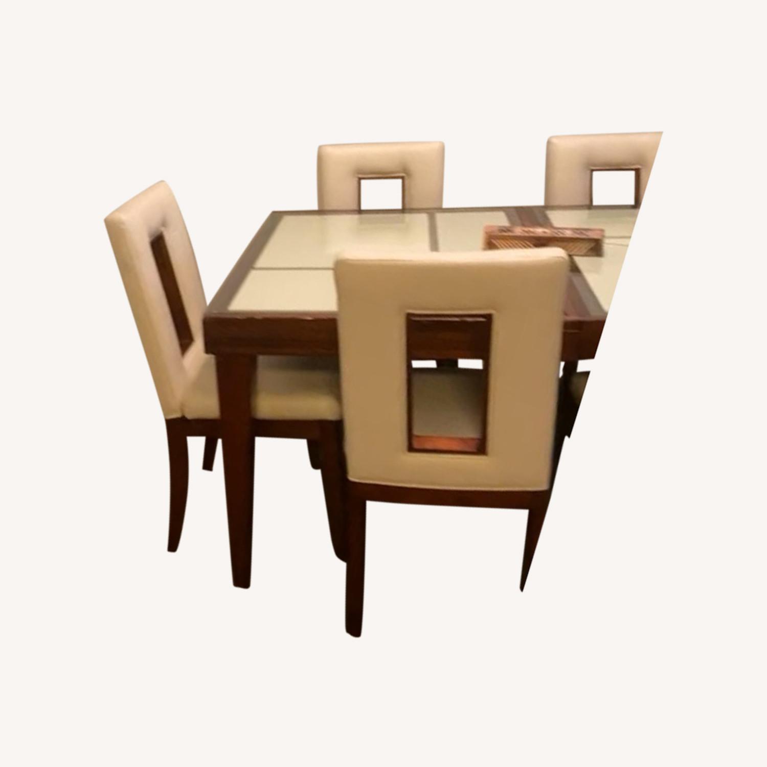 Cream and Brown 6 Seat Dining Set AptDeco