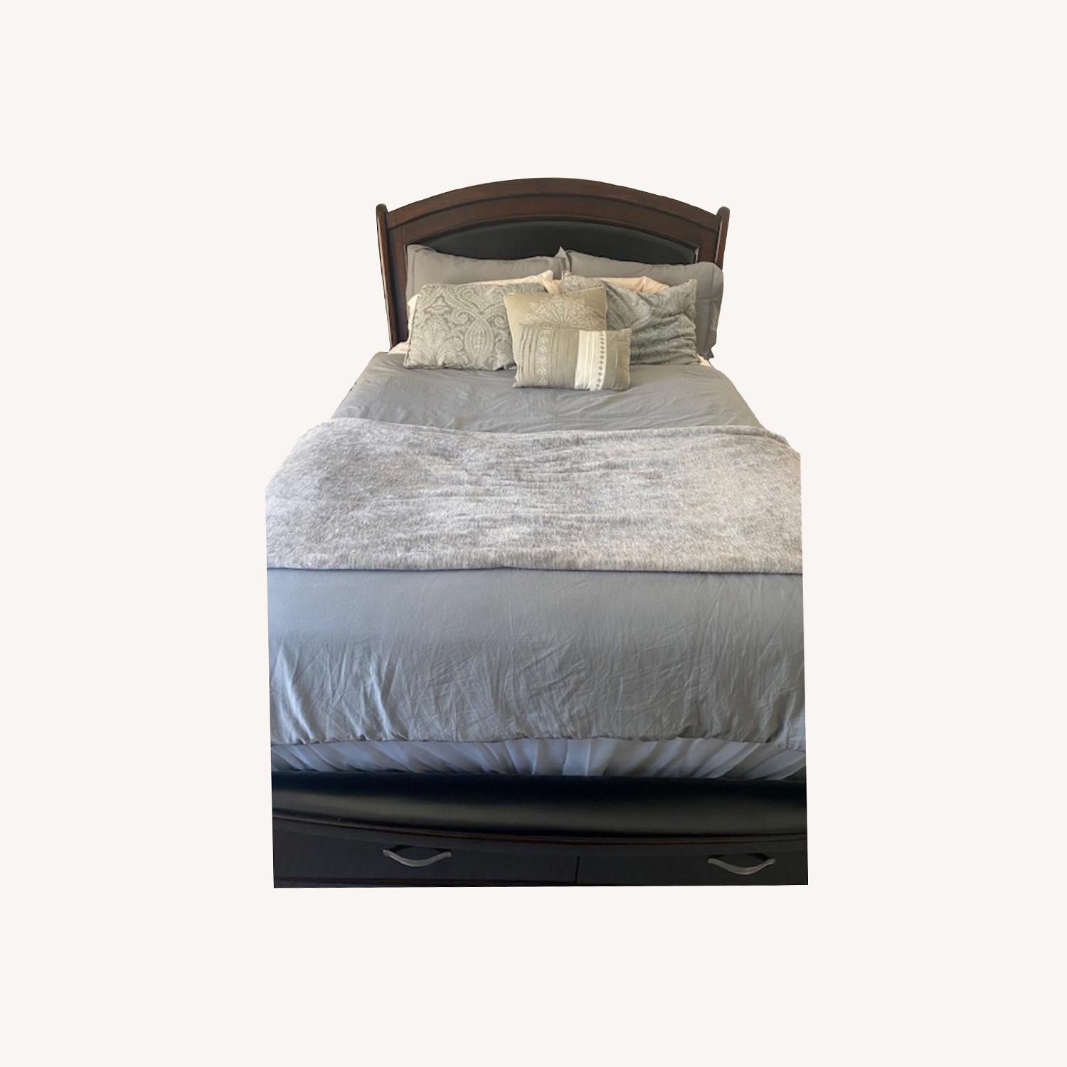 IKEA Modern Dark Brown Queen Bed Frame - image-0