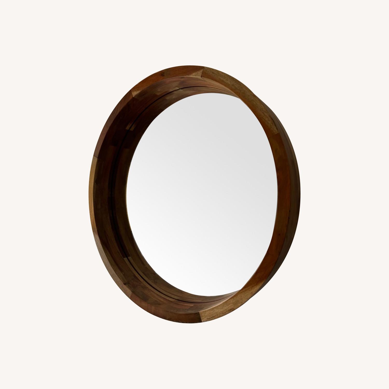 CB2 Acacia Round Wood Wall Mirror 24 - image-0