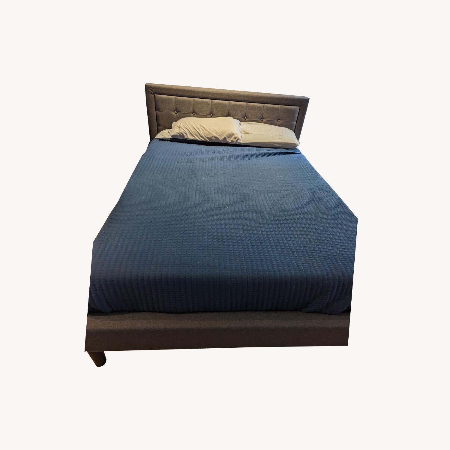 Upholstered Platform Bed | Headboard & Metal Frame - image-0