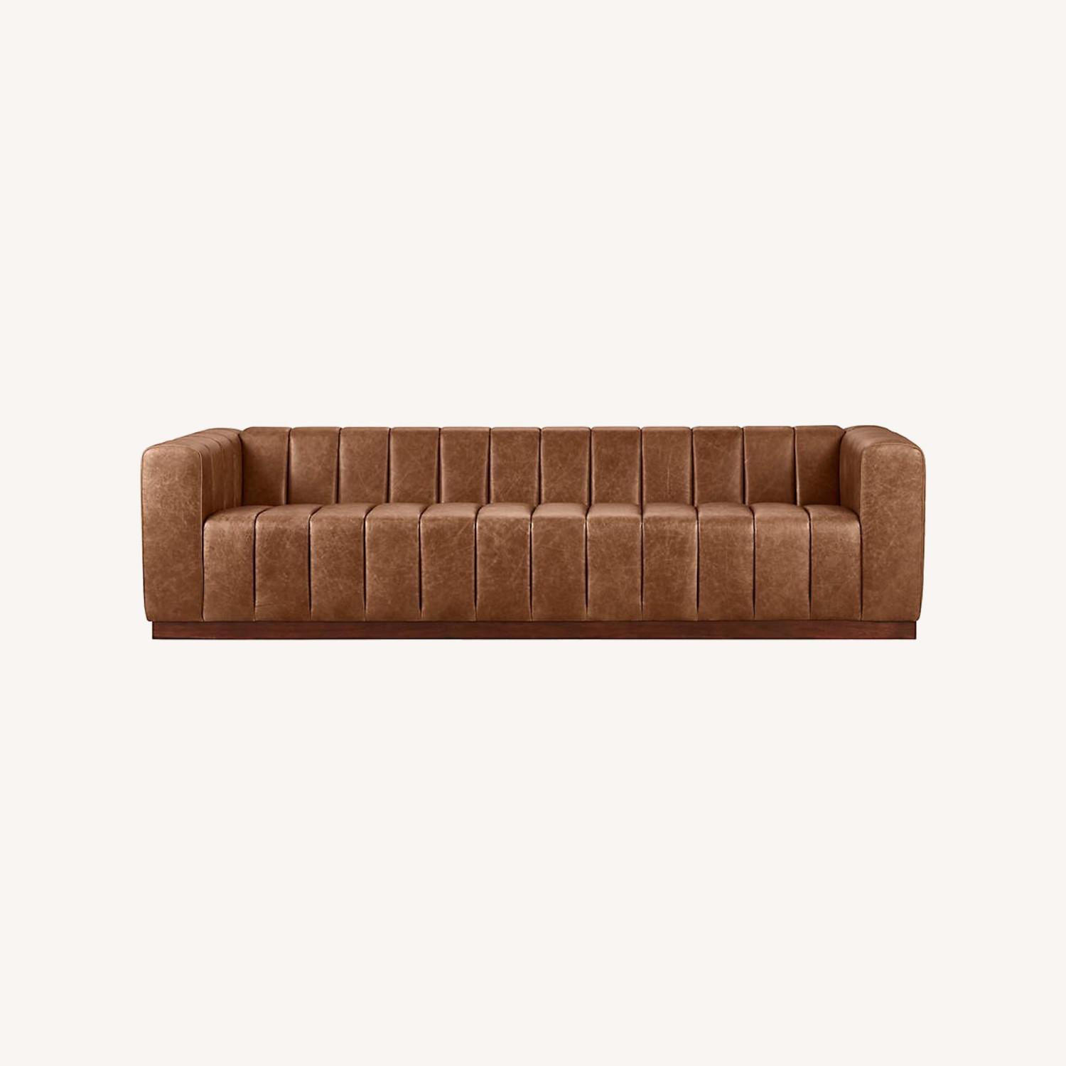 CB2 Forte Channeled Saddle Leather Sofa - image-0