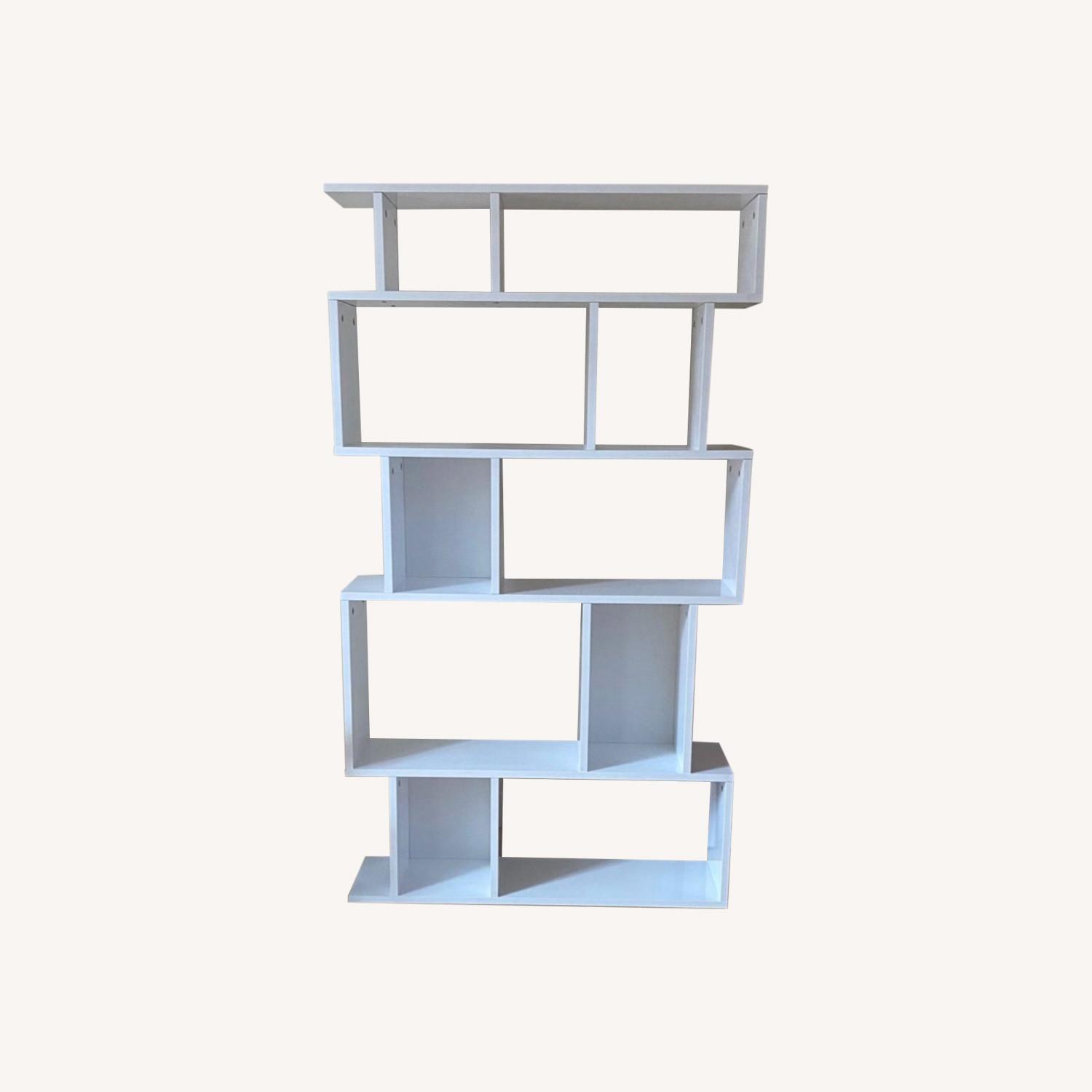 Modern White Asymmetrical Bookshelf - image-0