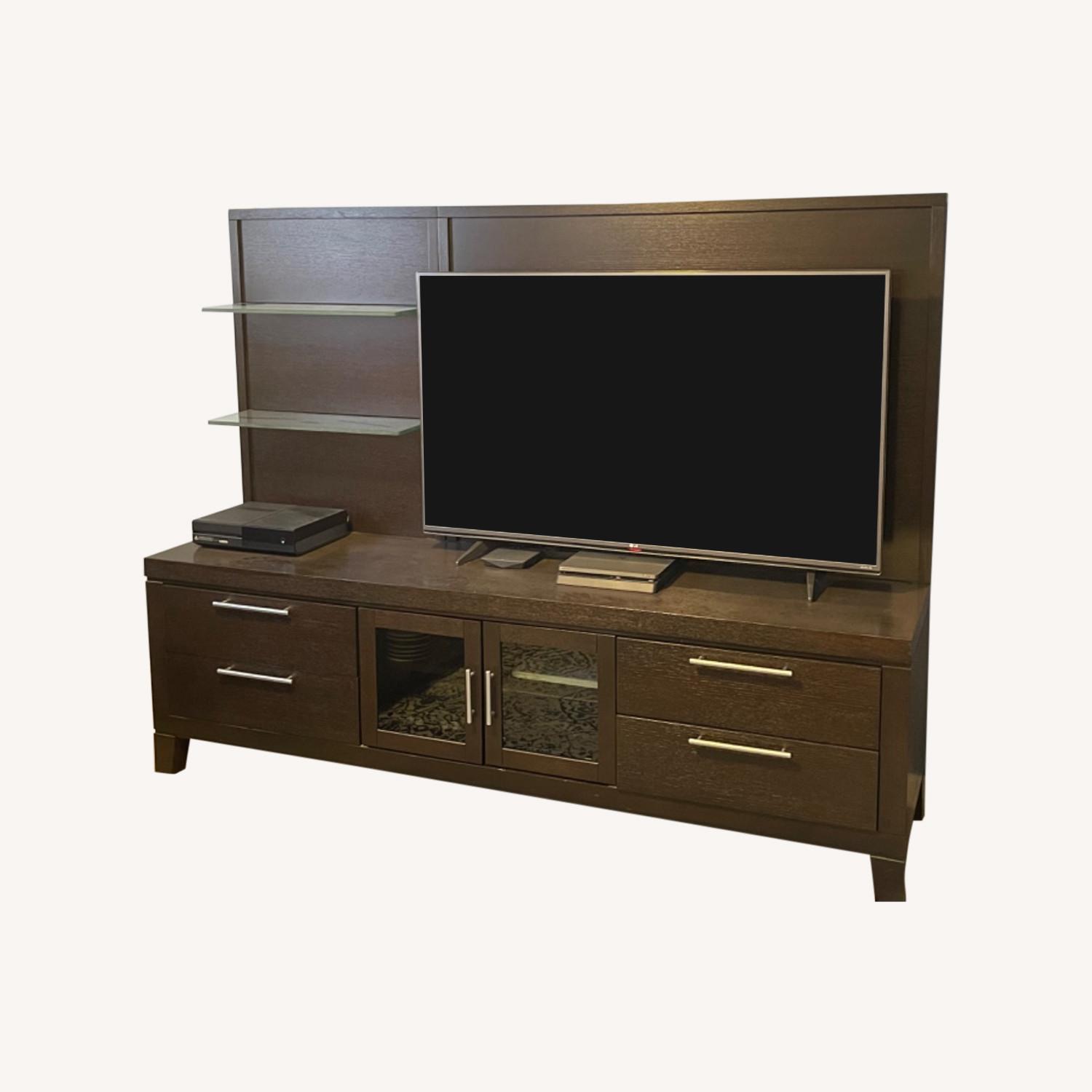 Raymour & Flanigan Dark Walnut Media Center Wall Unit - image-0