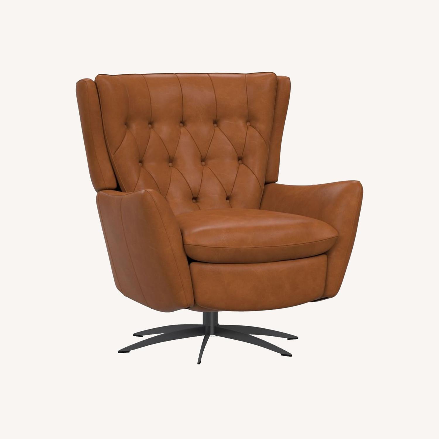 Pottery Barn Wells Leather Swivel Recliner - image-0