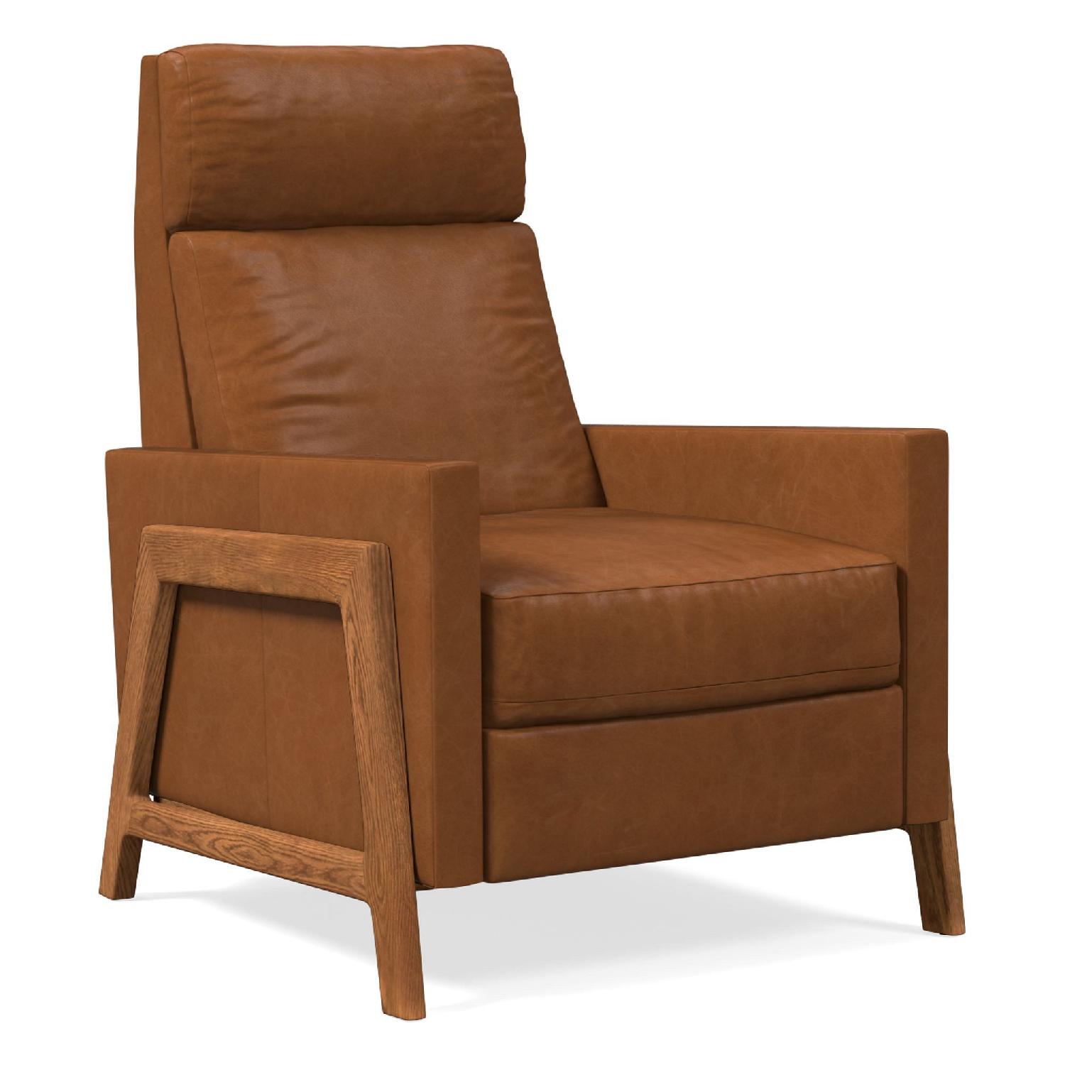 West Elm Spencer Wood-Framed Leather Recliner - image-3
