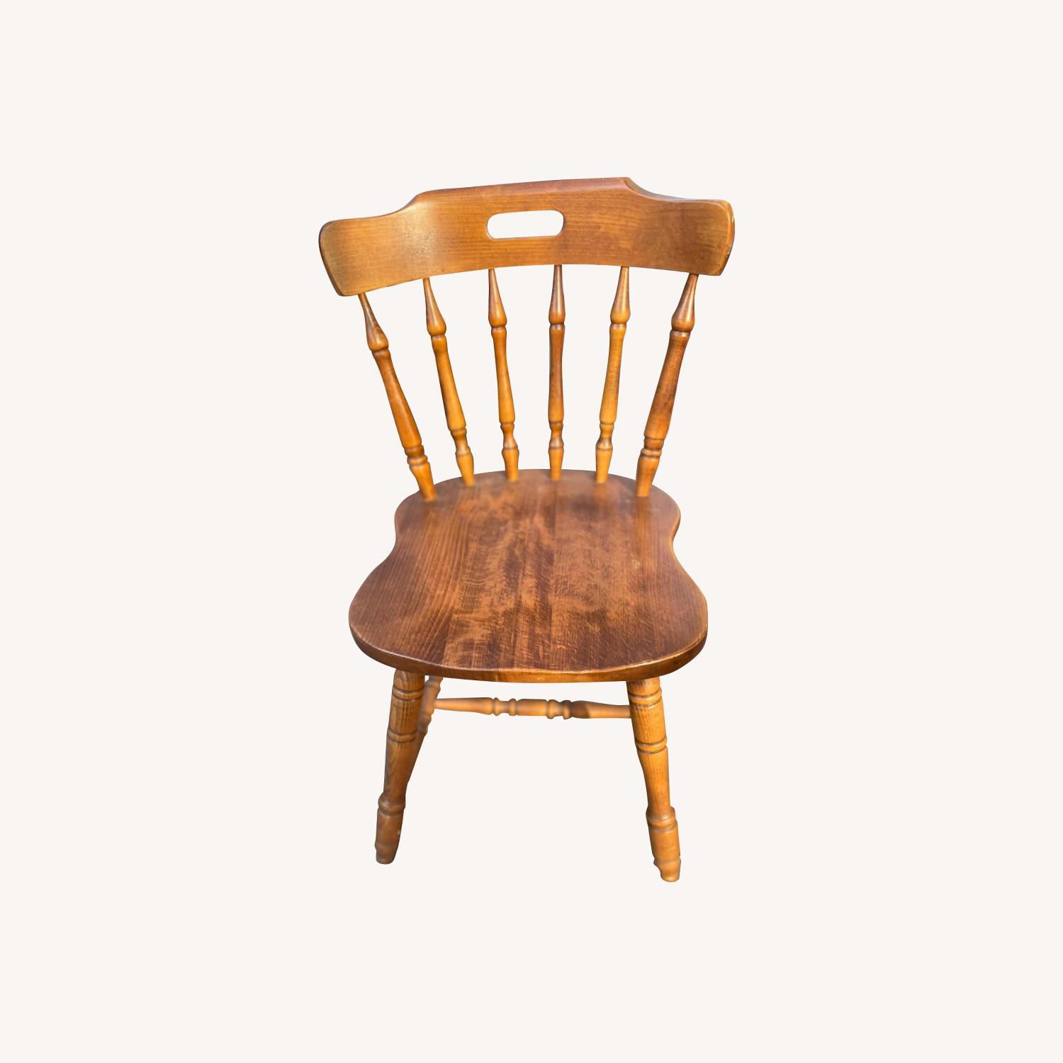 Vintage 1970s Set of 4 Solid Wood Chairs - image-0