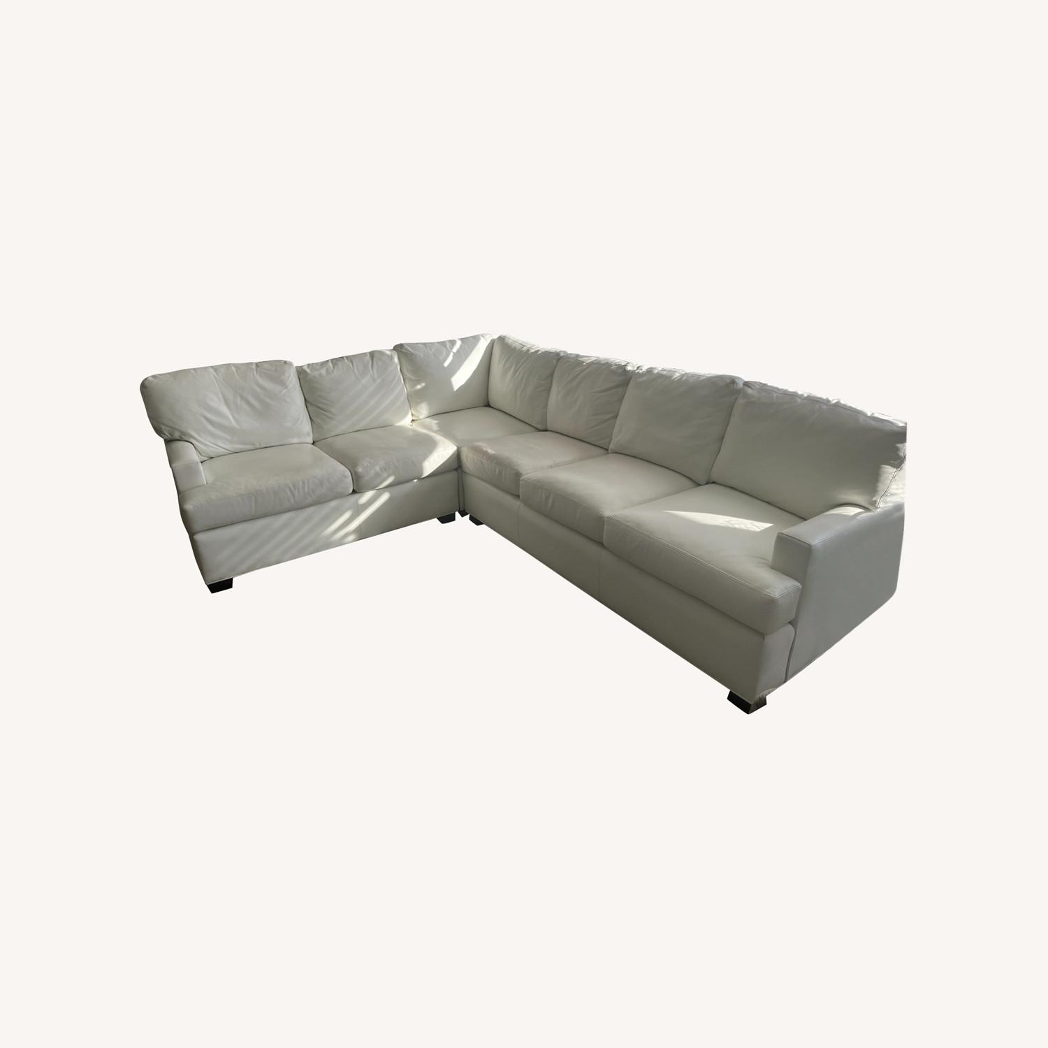 Wesley Hall Montgomery Sectional White Leather AptDeco