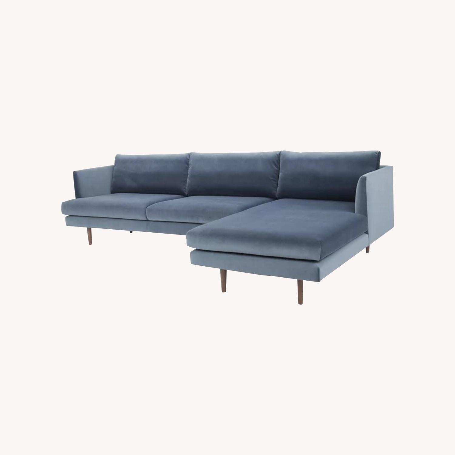 Wayfair Blue Velvet Sectional AptDeco