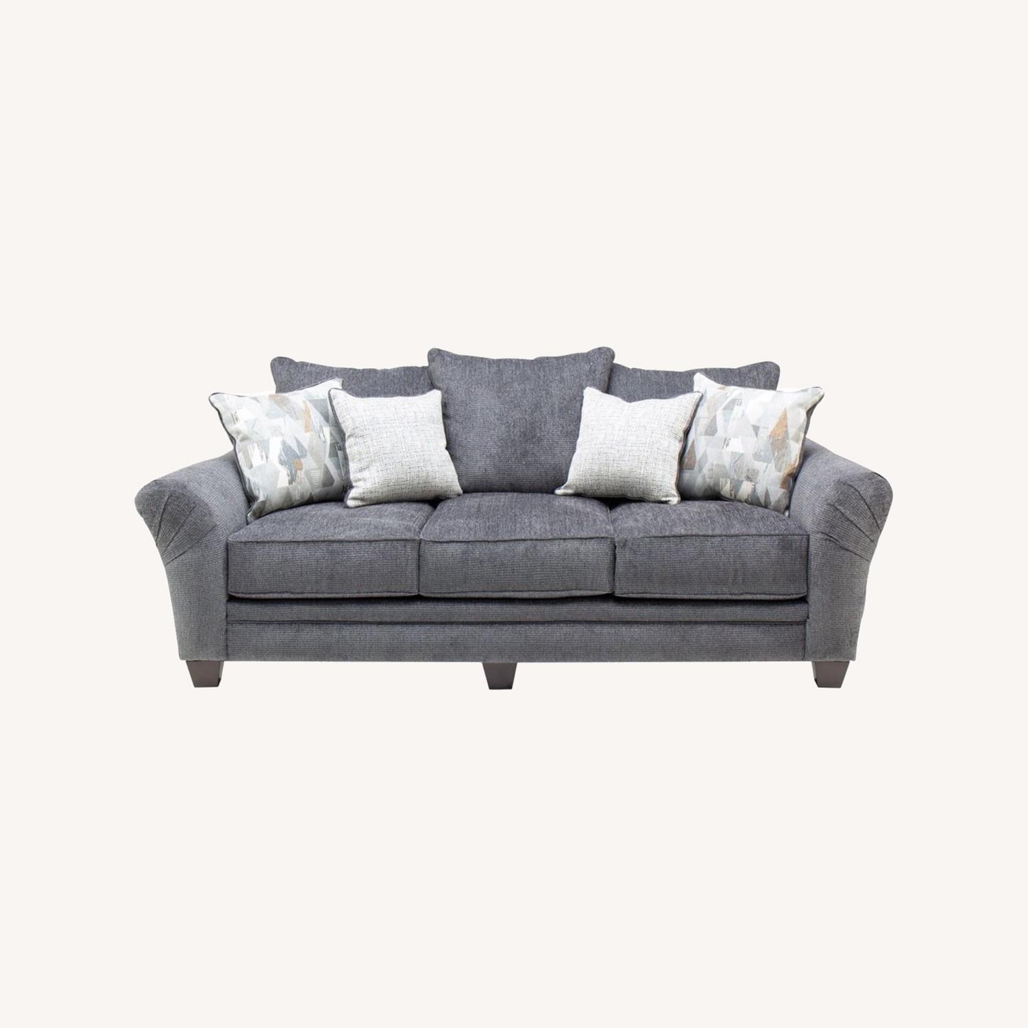 GardnerWhite Furniture Comfy Blue/Grey Sofa AptDeco