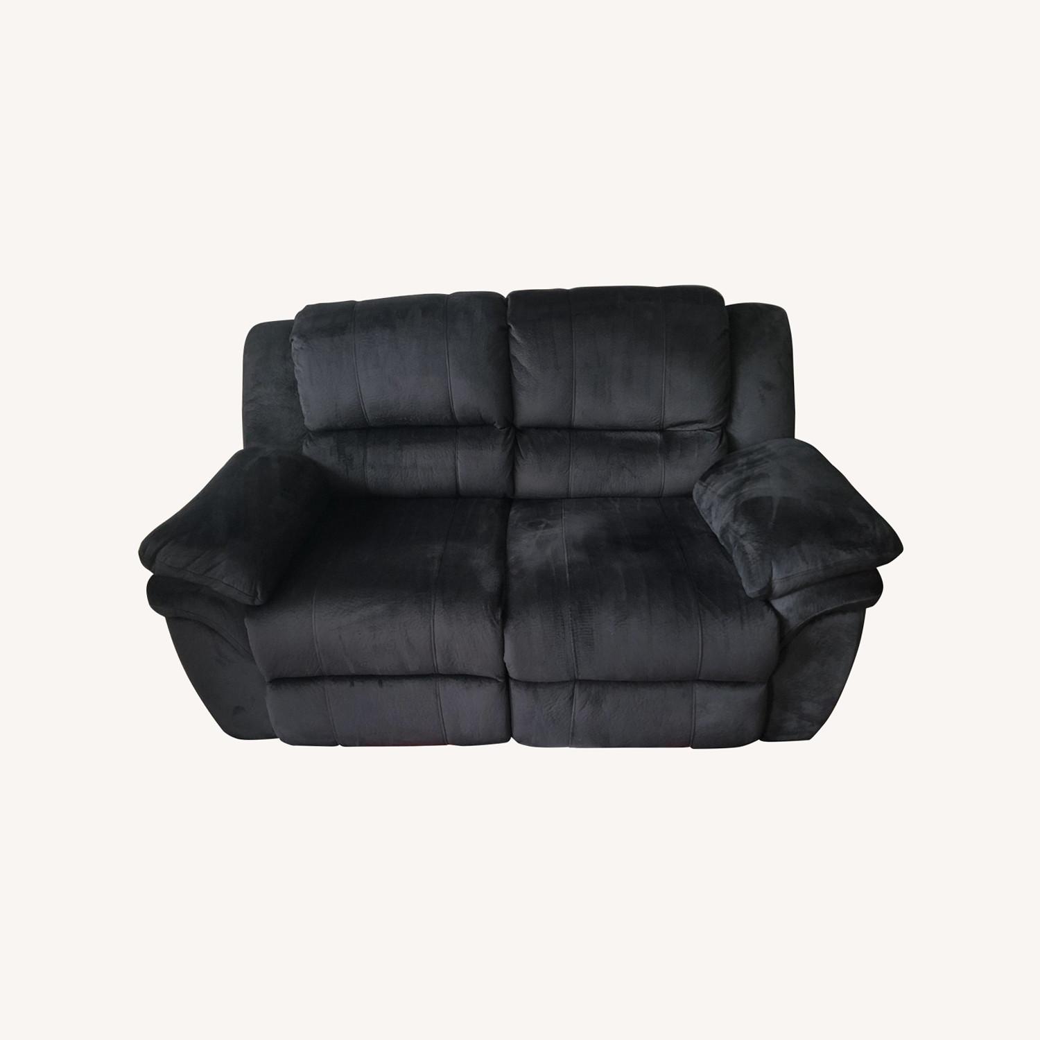 Wayfair 2 Seat Black Suede Power Recliner Sofa AptDeco