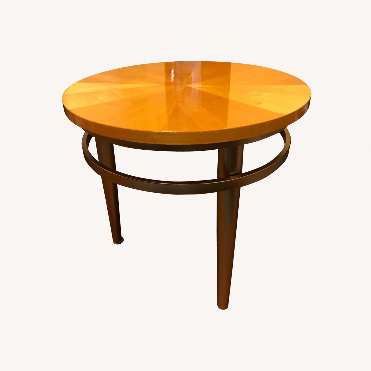 Wood with Silver Base Side Table AptDeco