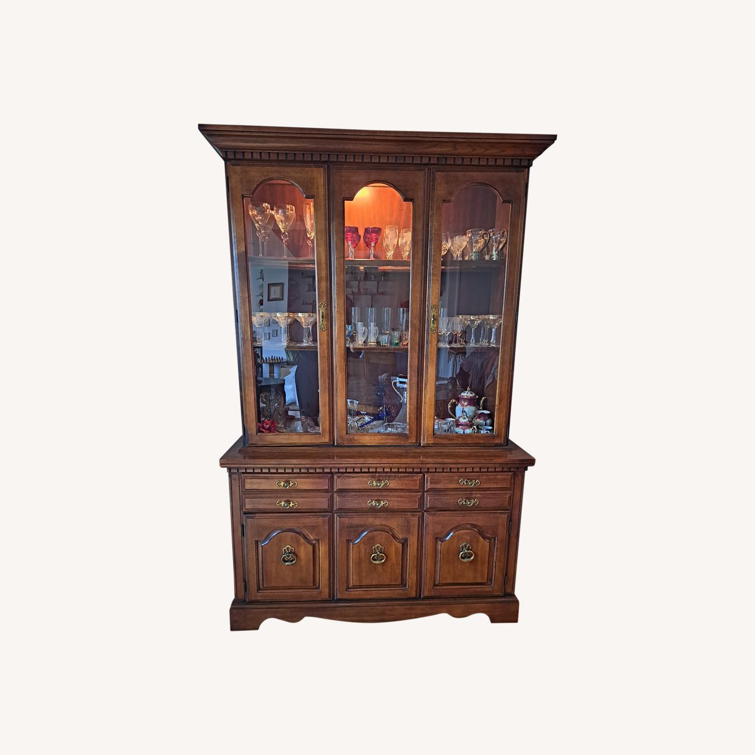 Broyhill Wood China Cabinet w Buffet & Hutch - image-0