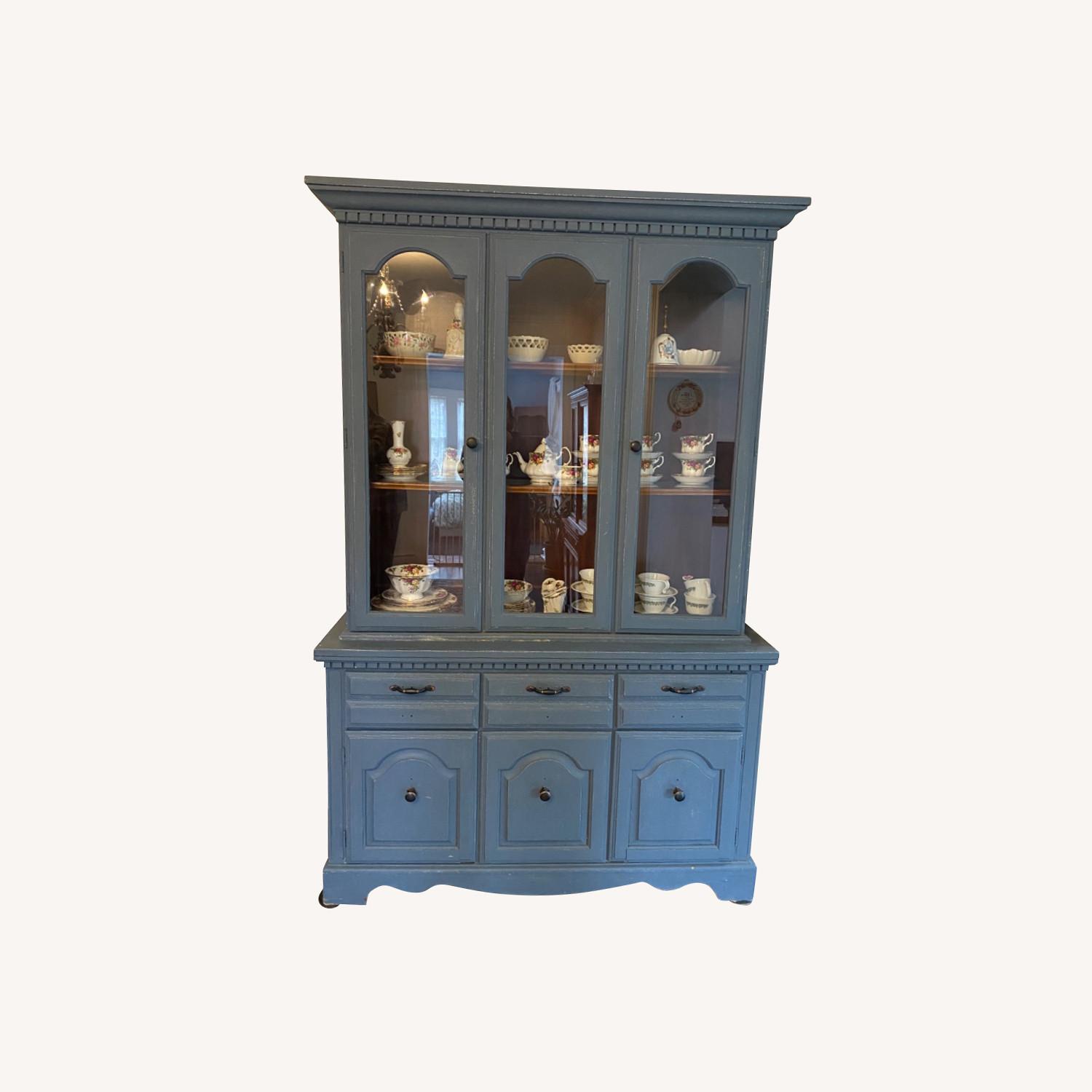 Dusty Blue Display Dining Cabinet - image-0