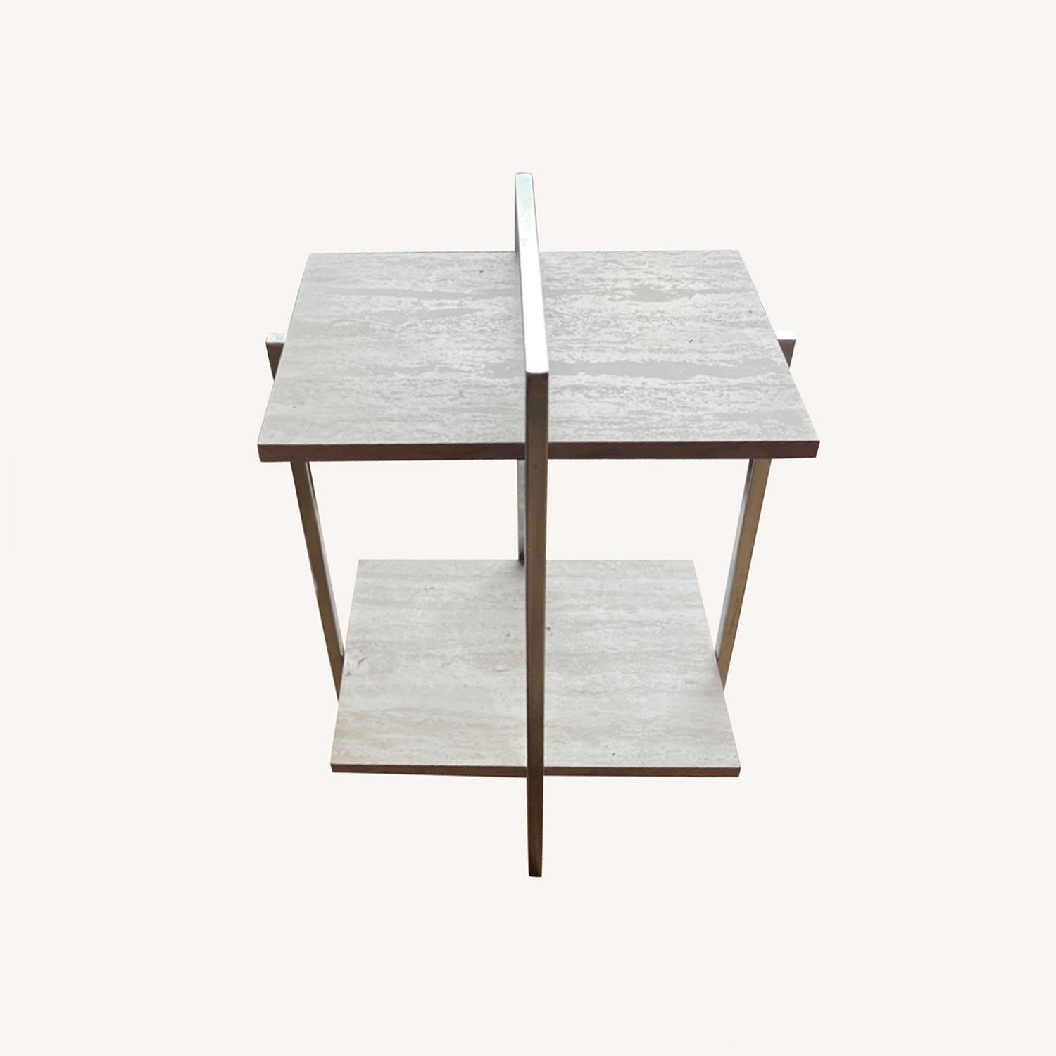 2 Tier Light Grey End Tables AptDeco