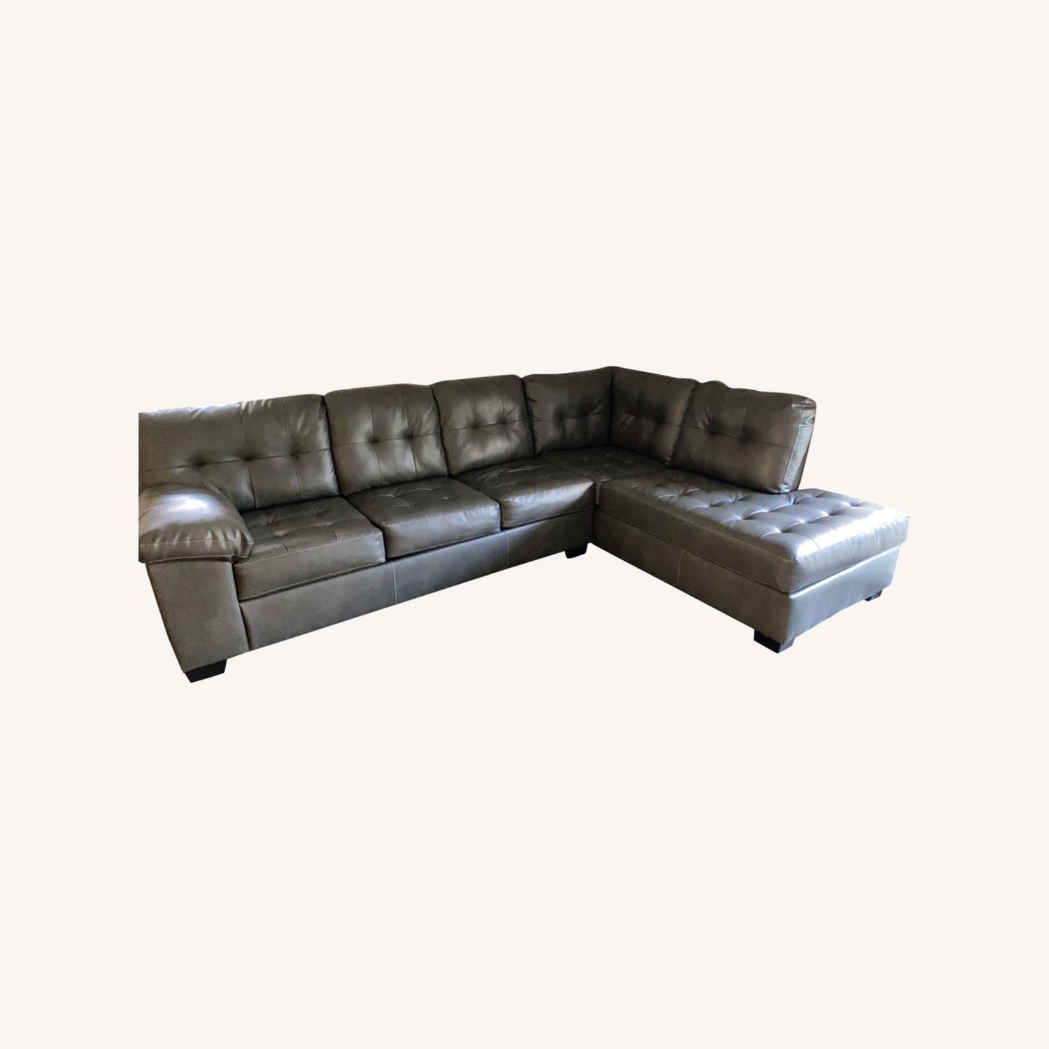 Gray Faux Leather 2-piece Sectional With Chaise - image-0