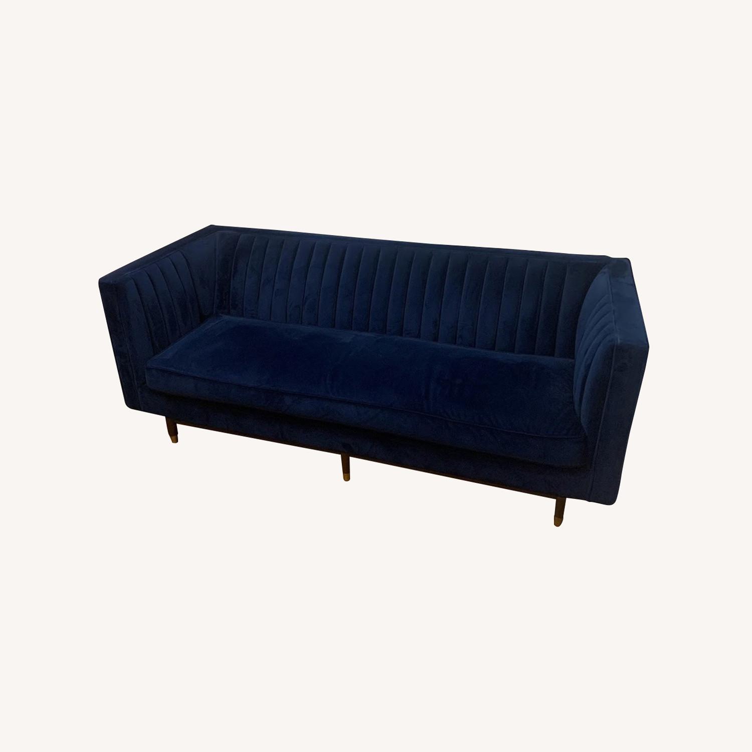 Joybird Blue Velvet "Apartment size" Couch - image-0